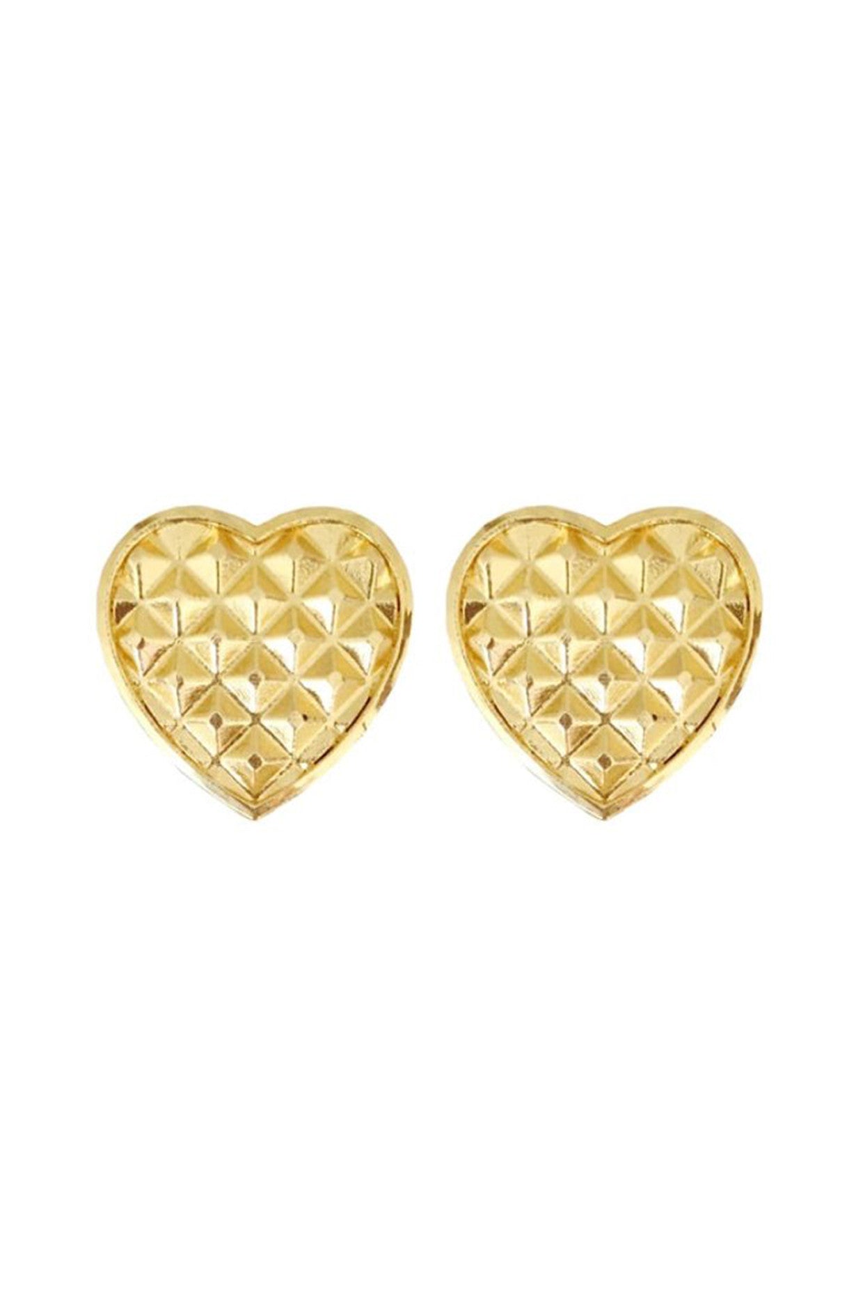 Gold Plated Quilted Heart Studs