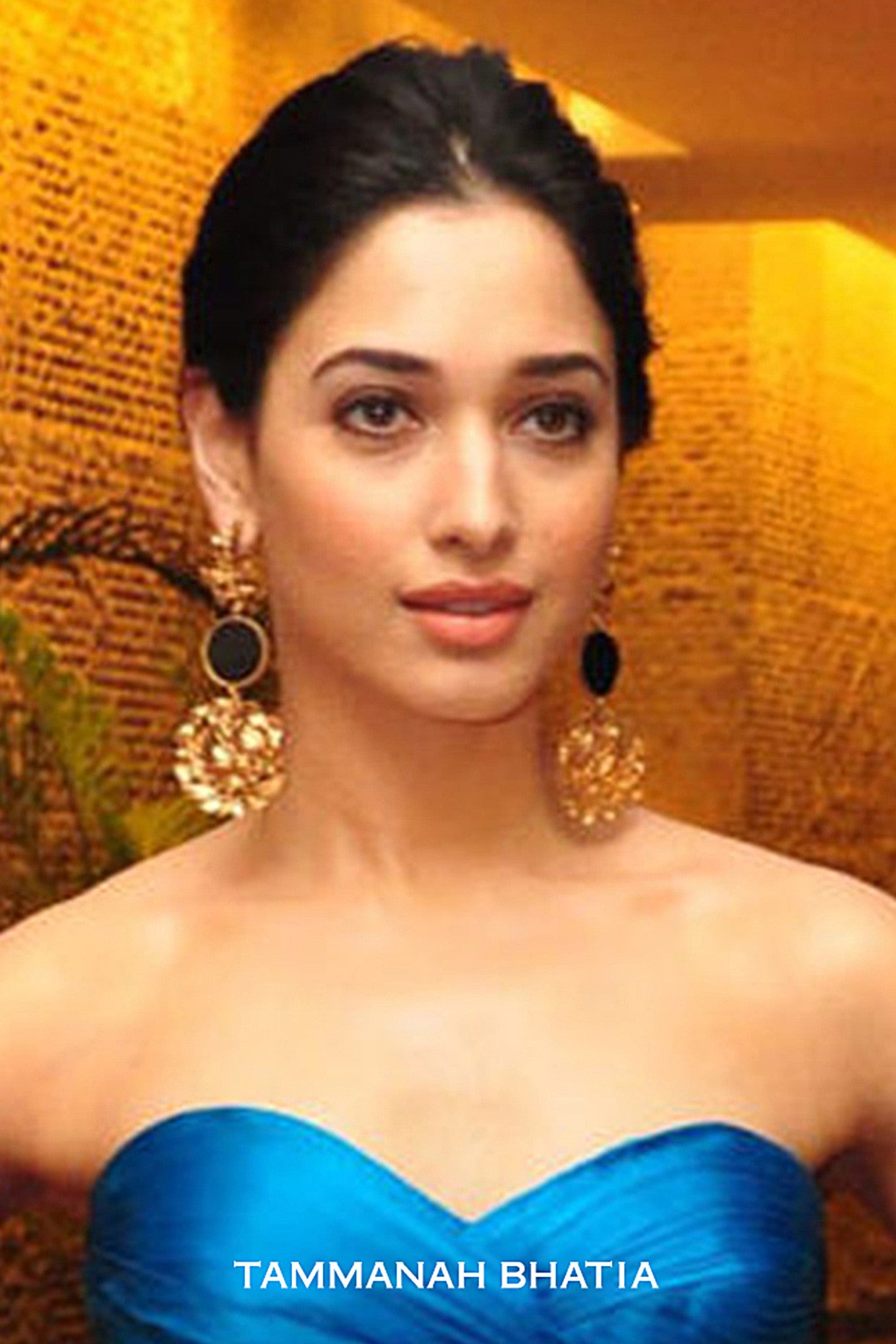 Gold Plated Serrate Leaves & Black Ac Coin Long Earrings