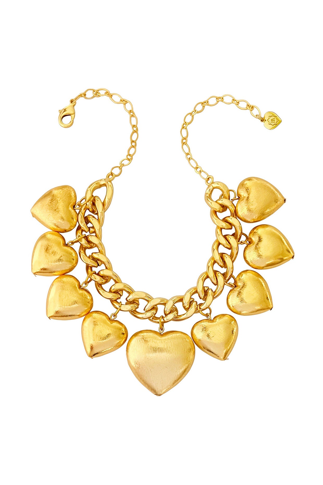Gold Plated Signature Classic Heart Shaped Charms Necklaces