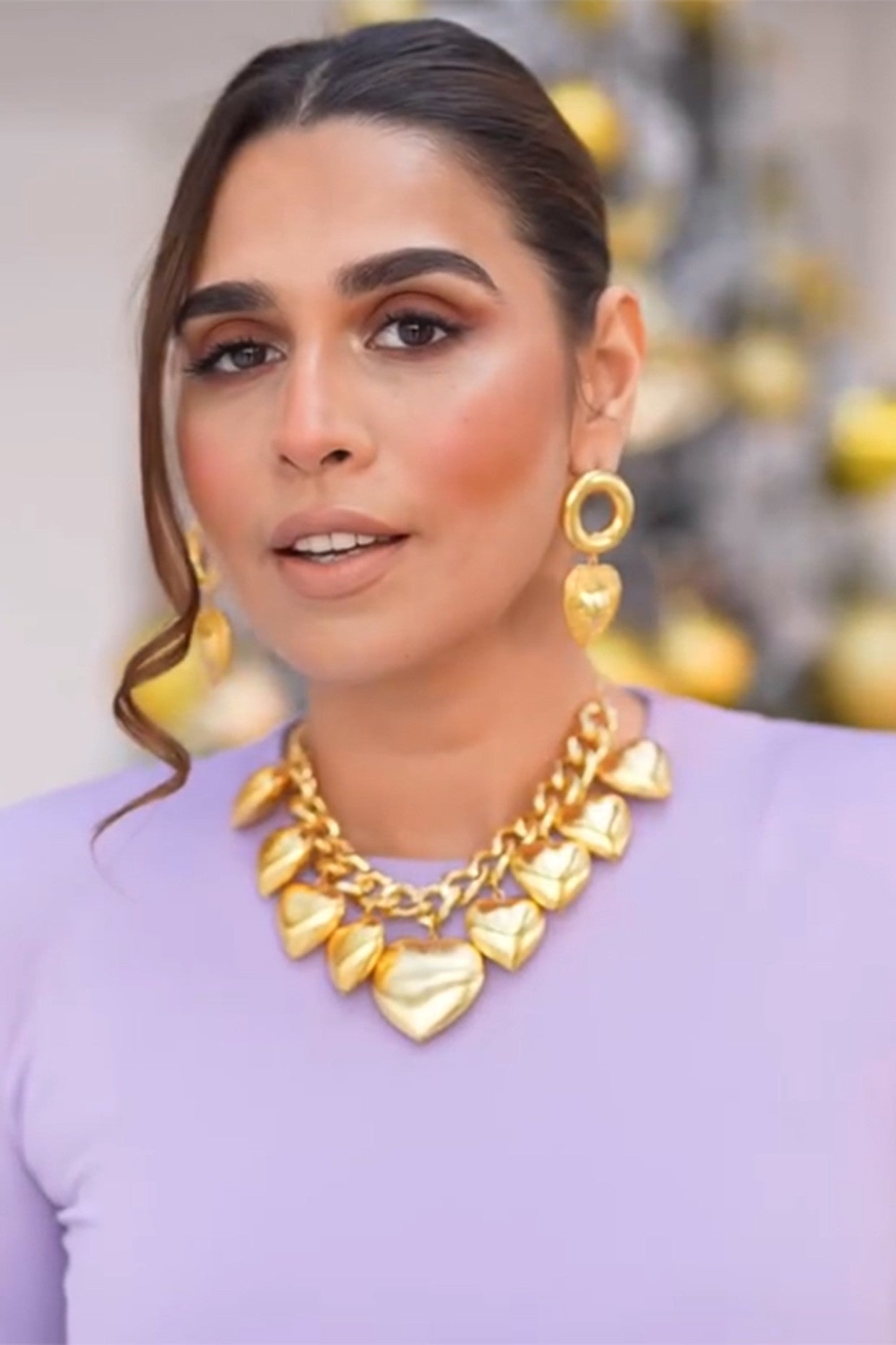 Gold Plated Signature Classic Heart Shaped Charms Necklaces