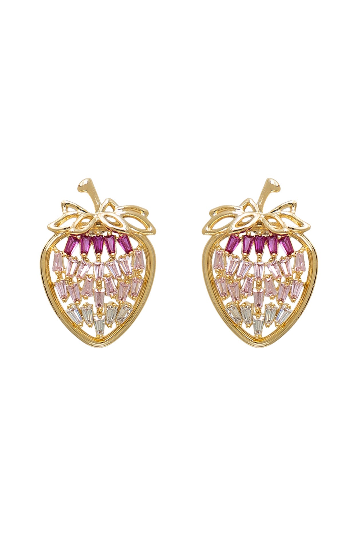 Gold Plated Straw Me Berry Earrings