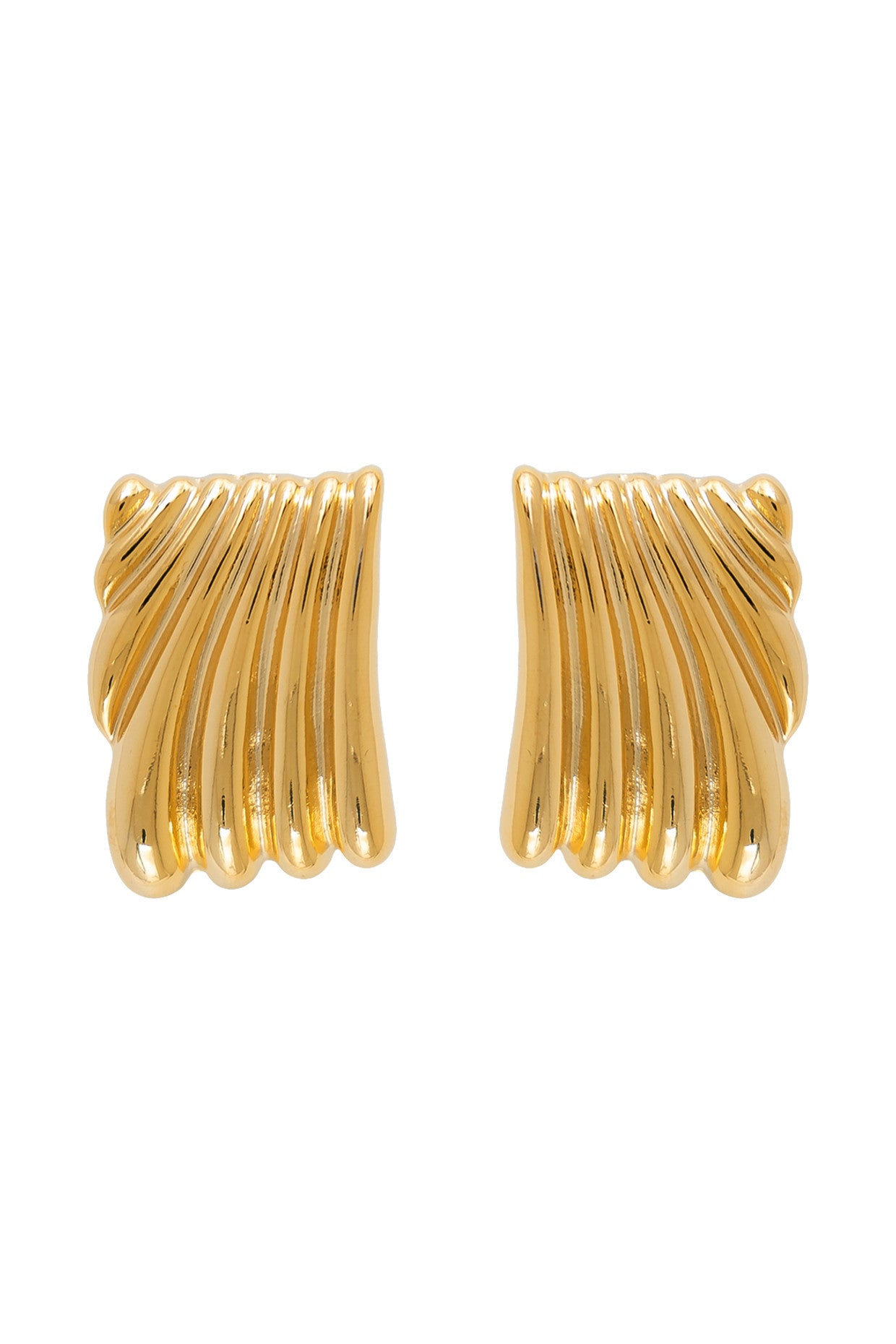 Gold Plated Vinyage Ribbed Square Studs