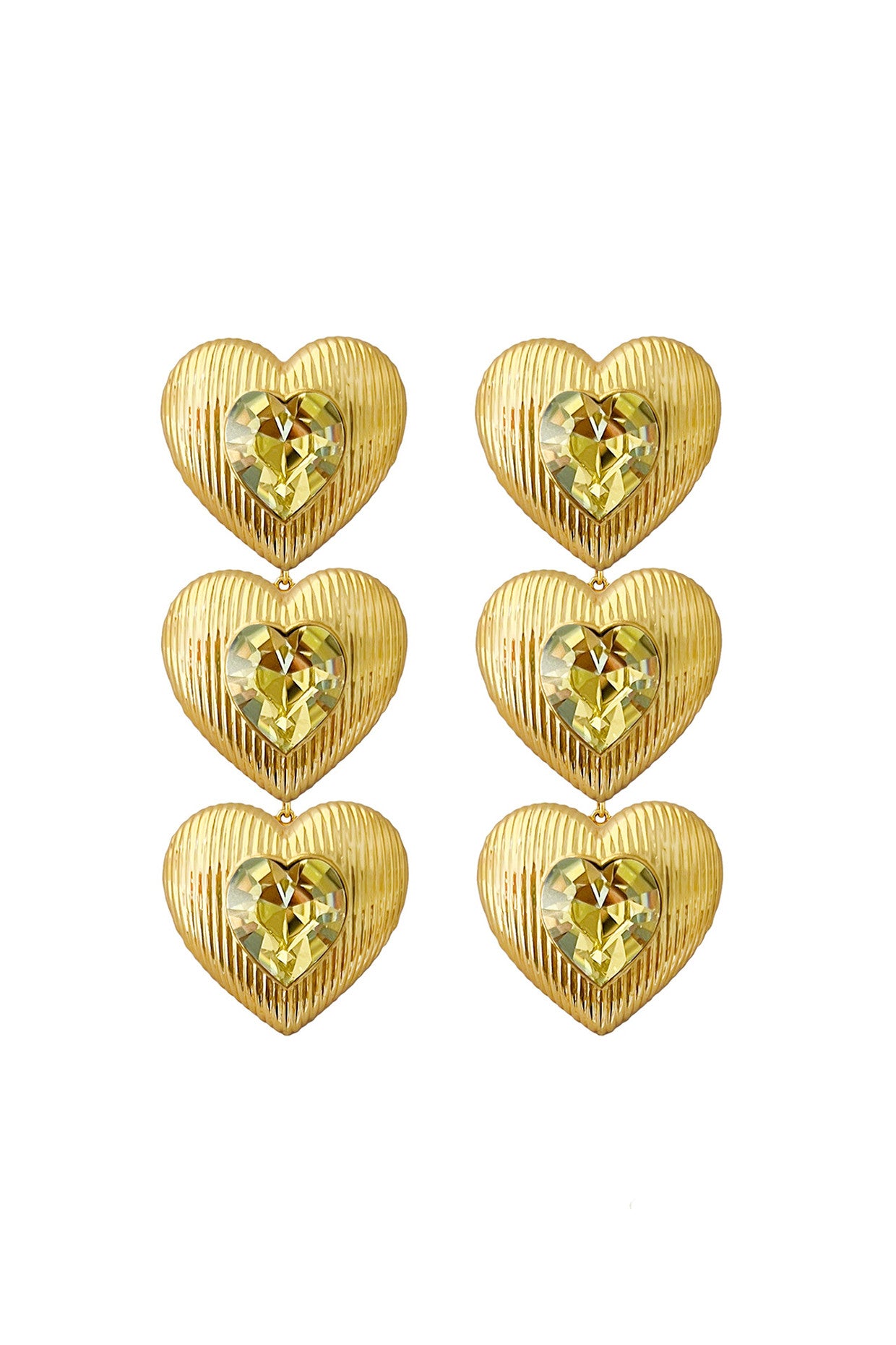 Gold Plated Yellow Tri Heart Aurelia Danglers