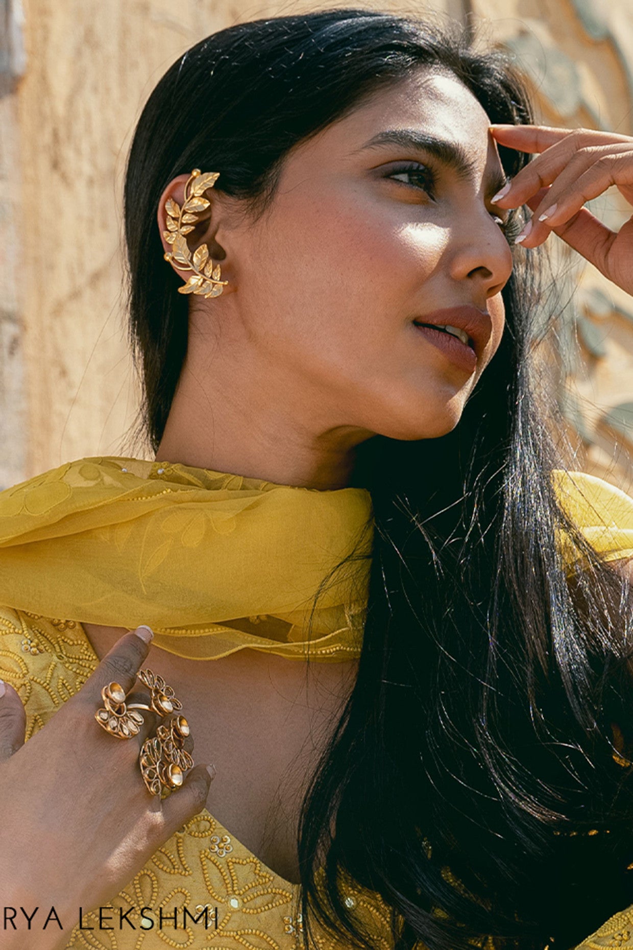 Gold Toned Rose Vine Ear Cuffs