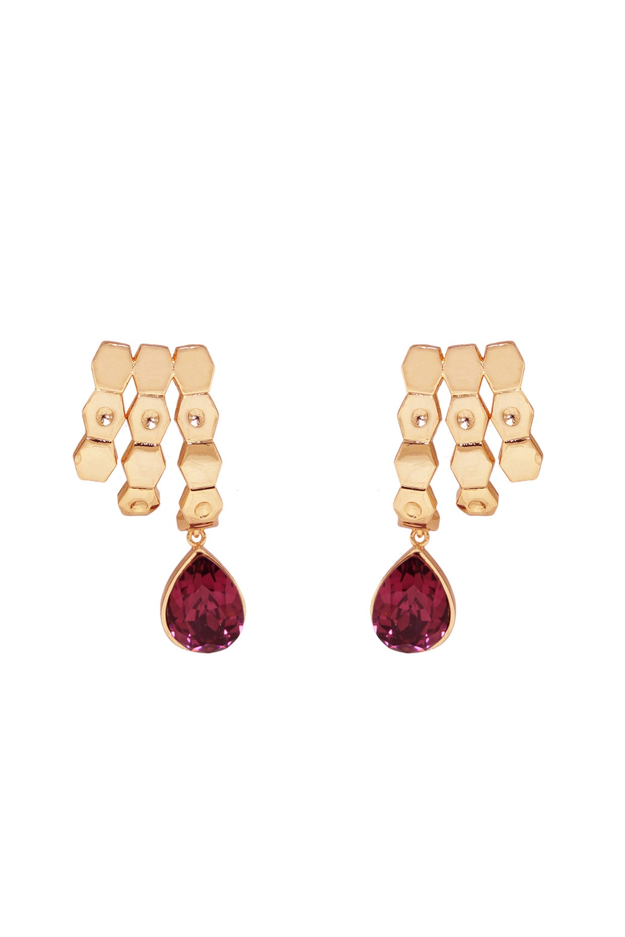 Grape Vine:The Deep Hued Red Drop Swarovski Ear Studs