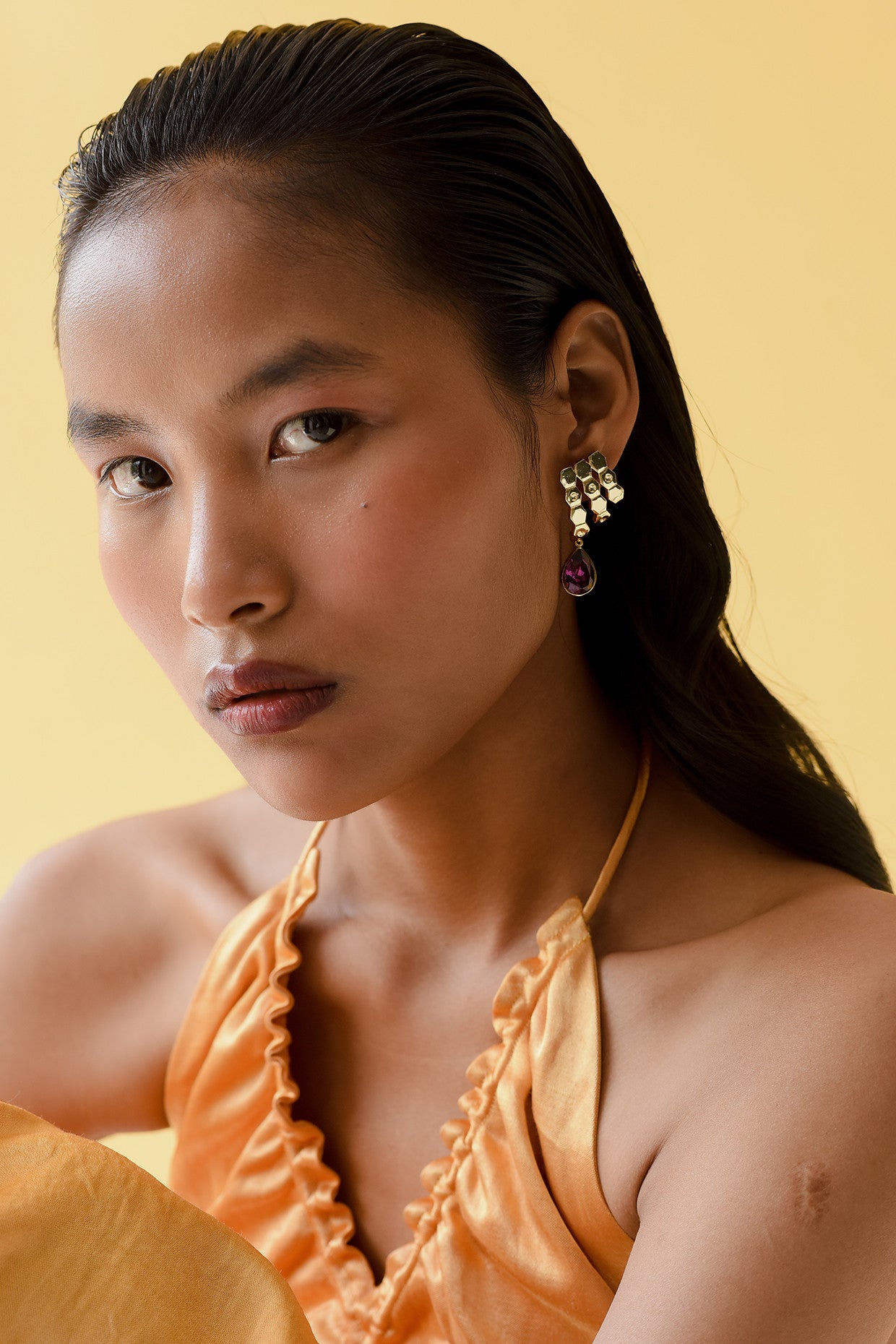 Grape Vine:The Deep Hued Red Drop Swarovski Ear Studs