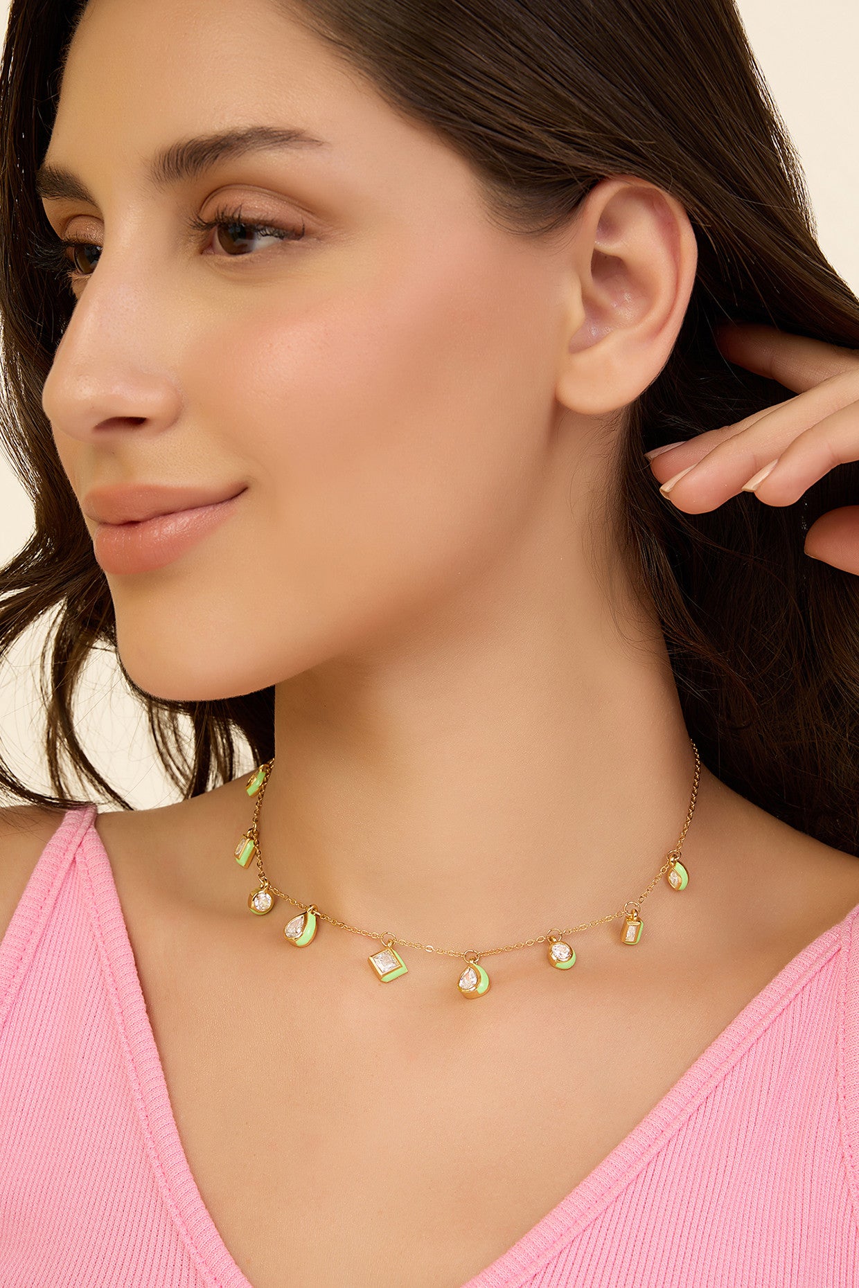 Green Fixed Charm Necklace