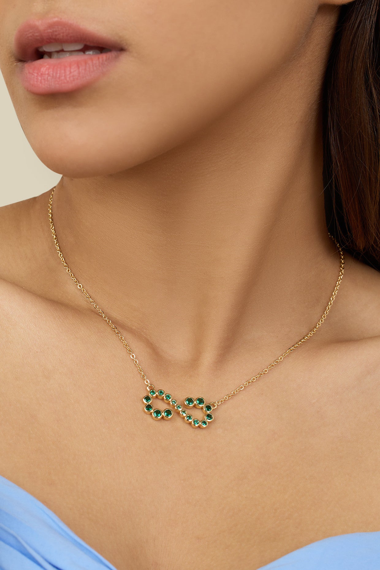 Green Infinity Necklace In 18Kt Gold Plated