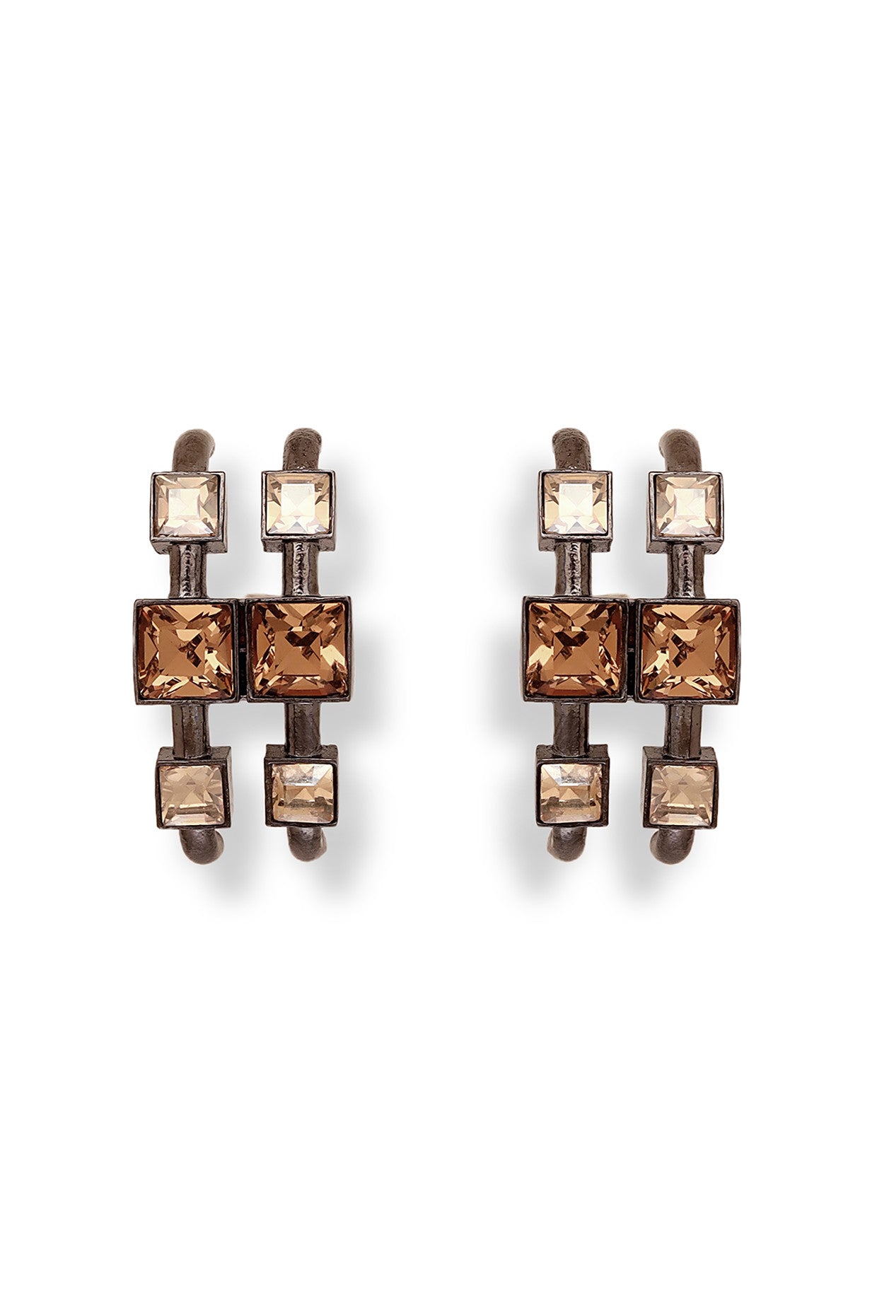 Gun Metal Crismson Cascade Earrings