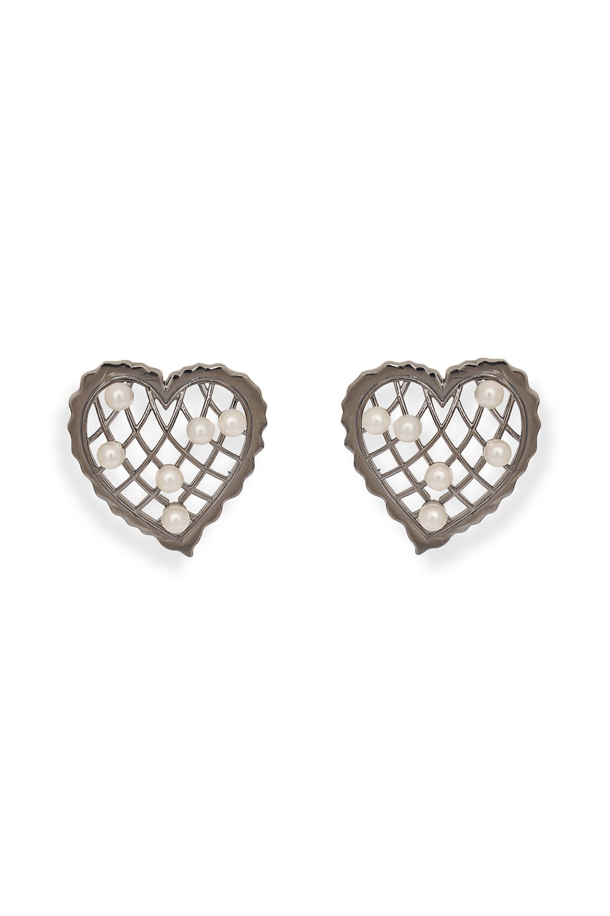 Gun Metal Whispering Heart Earrings
