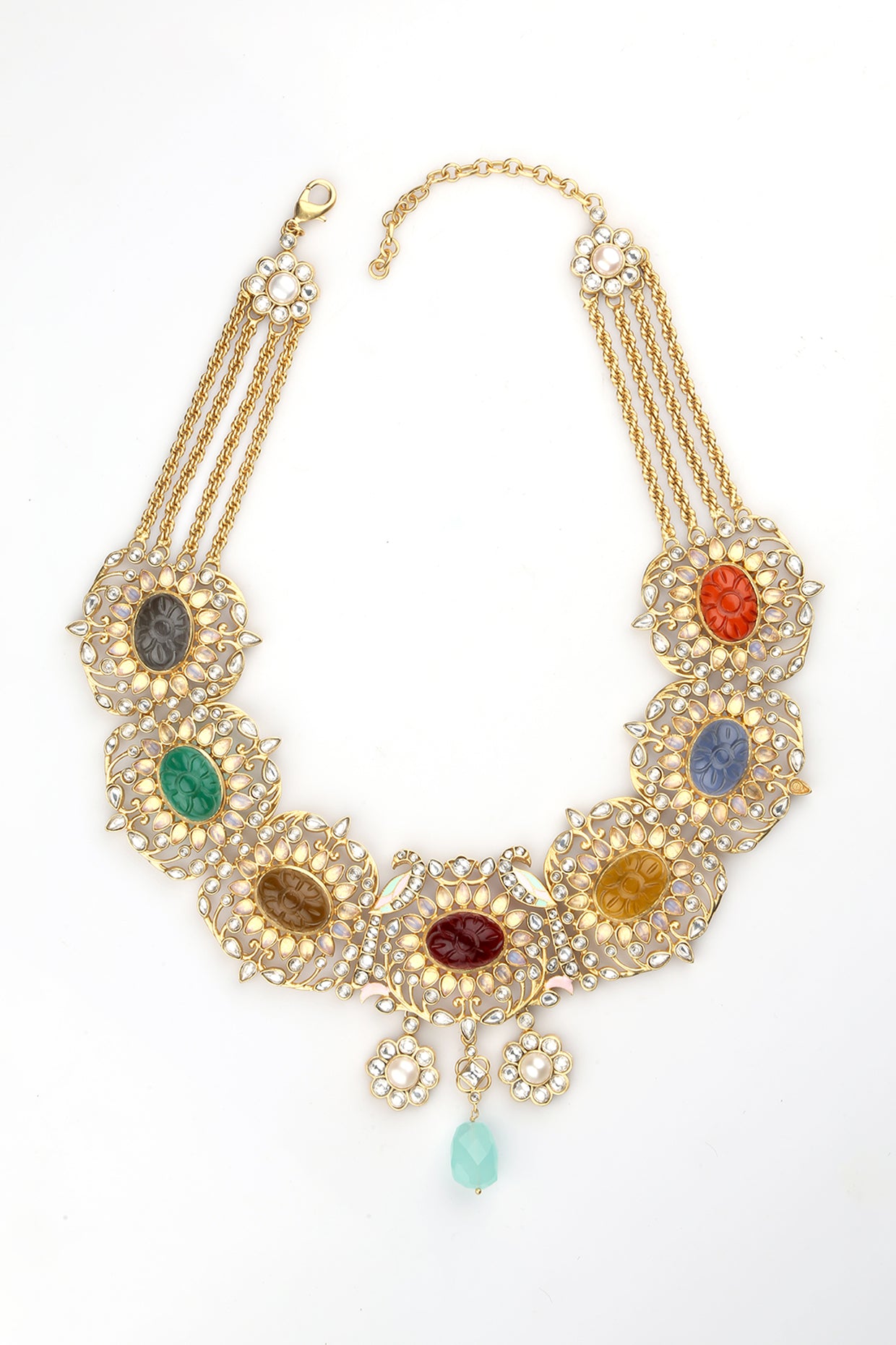 22kt Stones Floralia Bejewelled Necklace