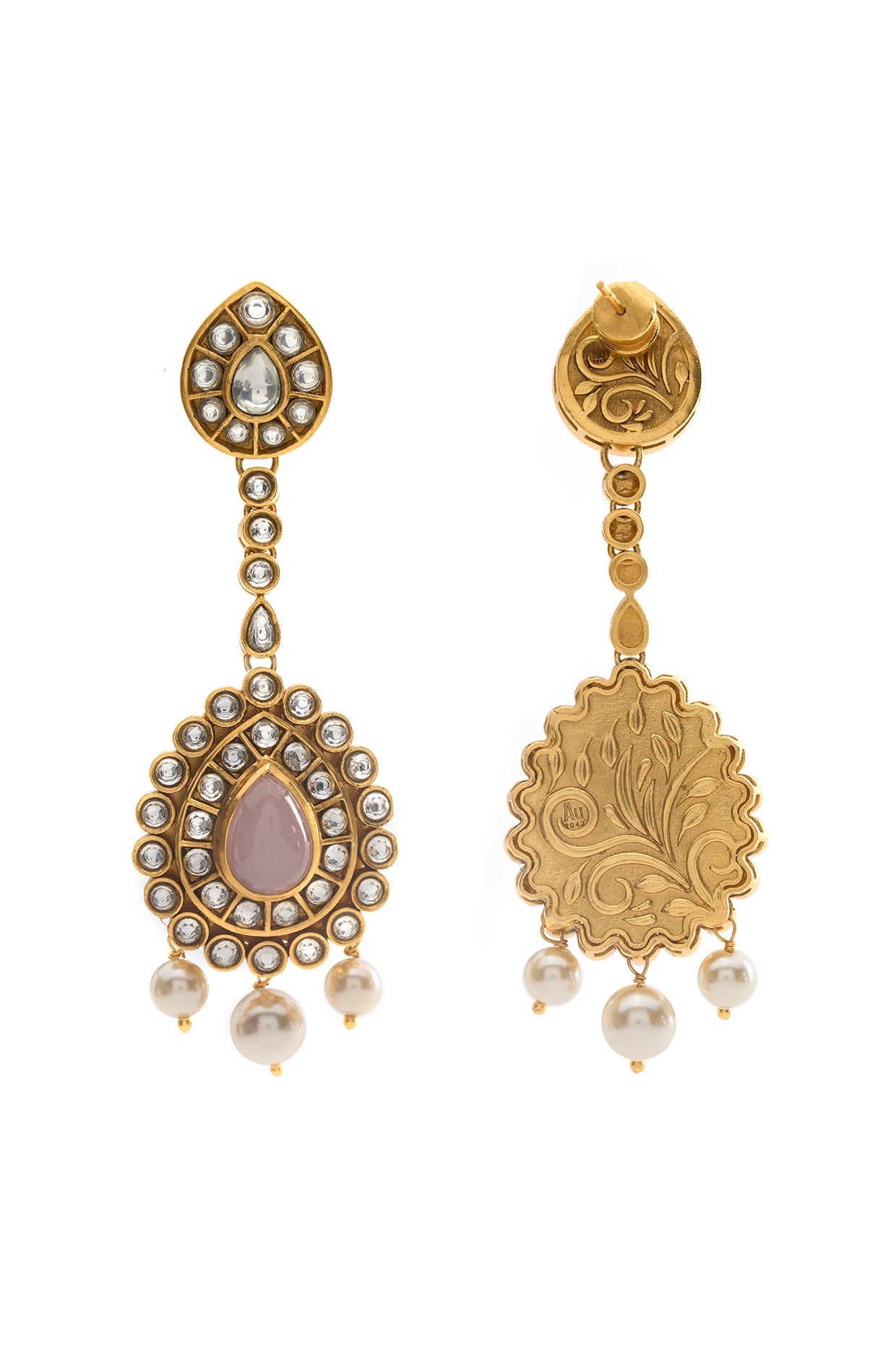 22kt Gold Plated Rosa Pastel Vine Danglers Earrings