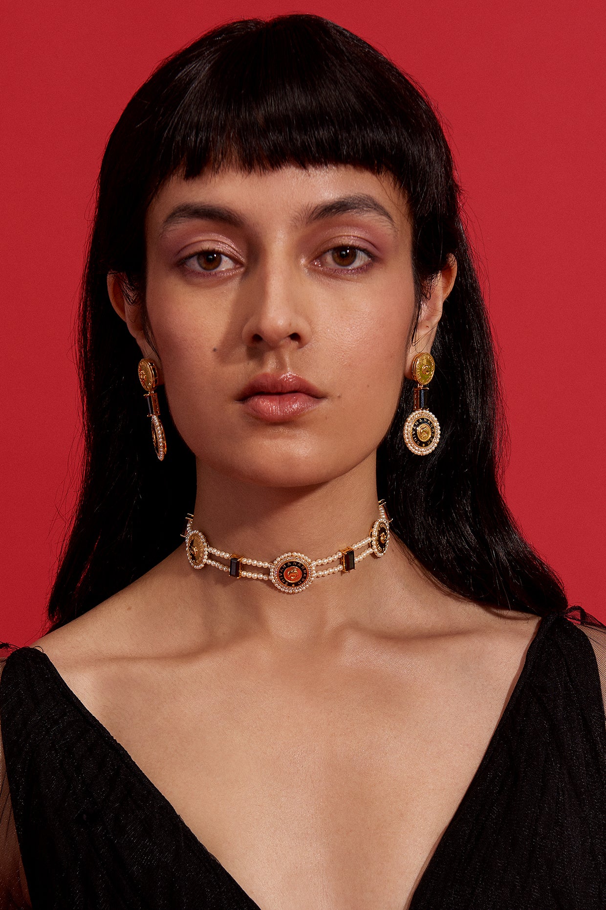 22kt Gold Plated Numisma Studded Choker Necklace