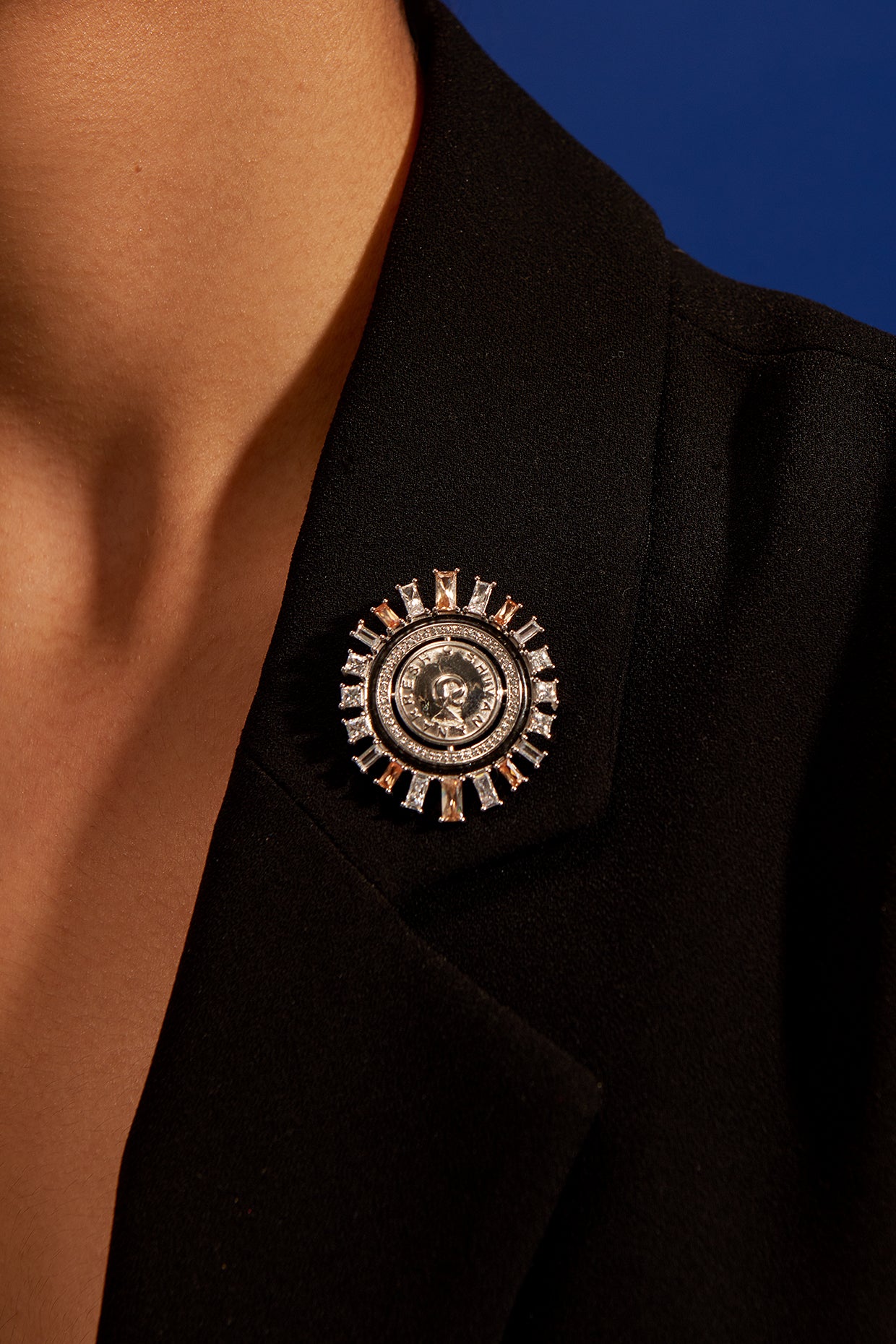 White Finish Numisma Statement Broch