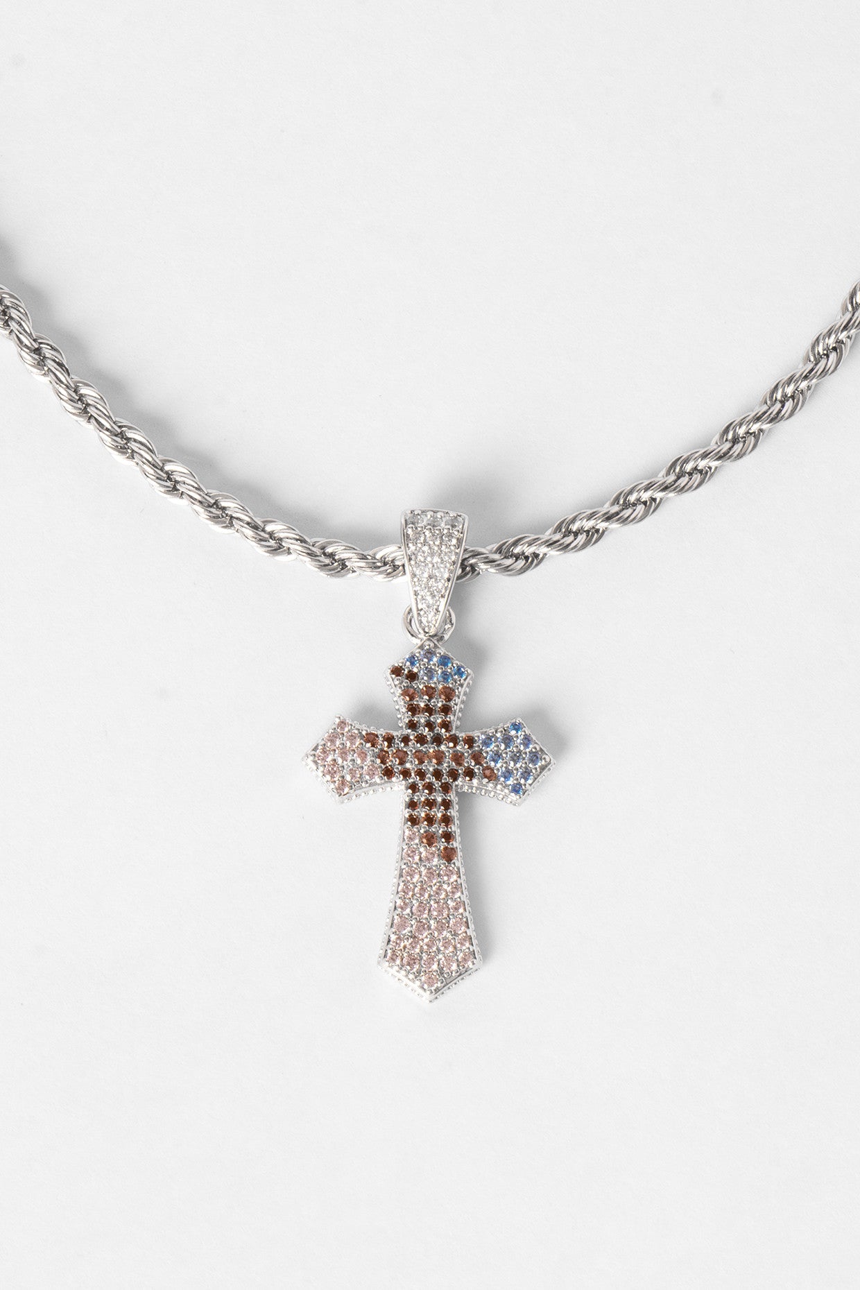 Iced Celtic Cross Pendant Necklace