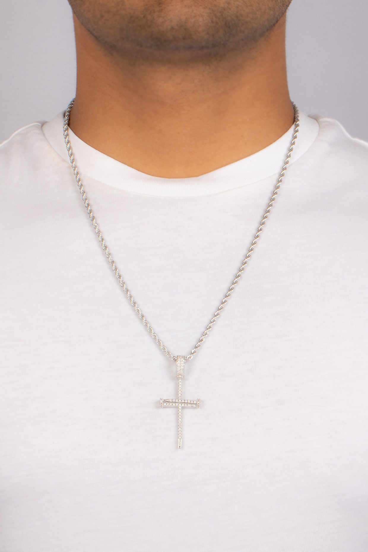 Iced Dagger Pendant Necklace