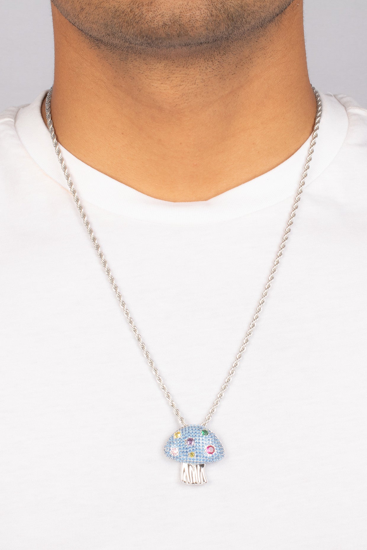 Iced Magic Mushrooms Pendant Necklace