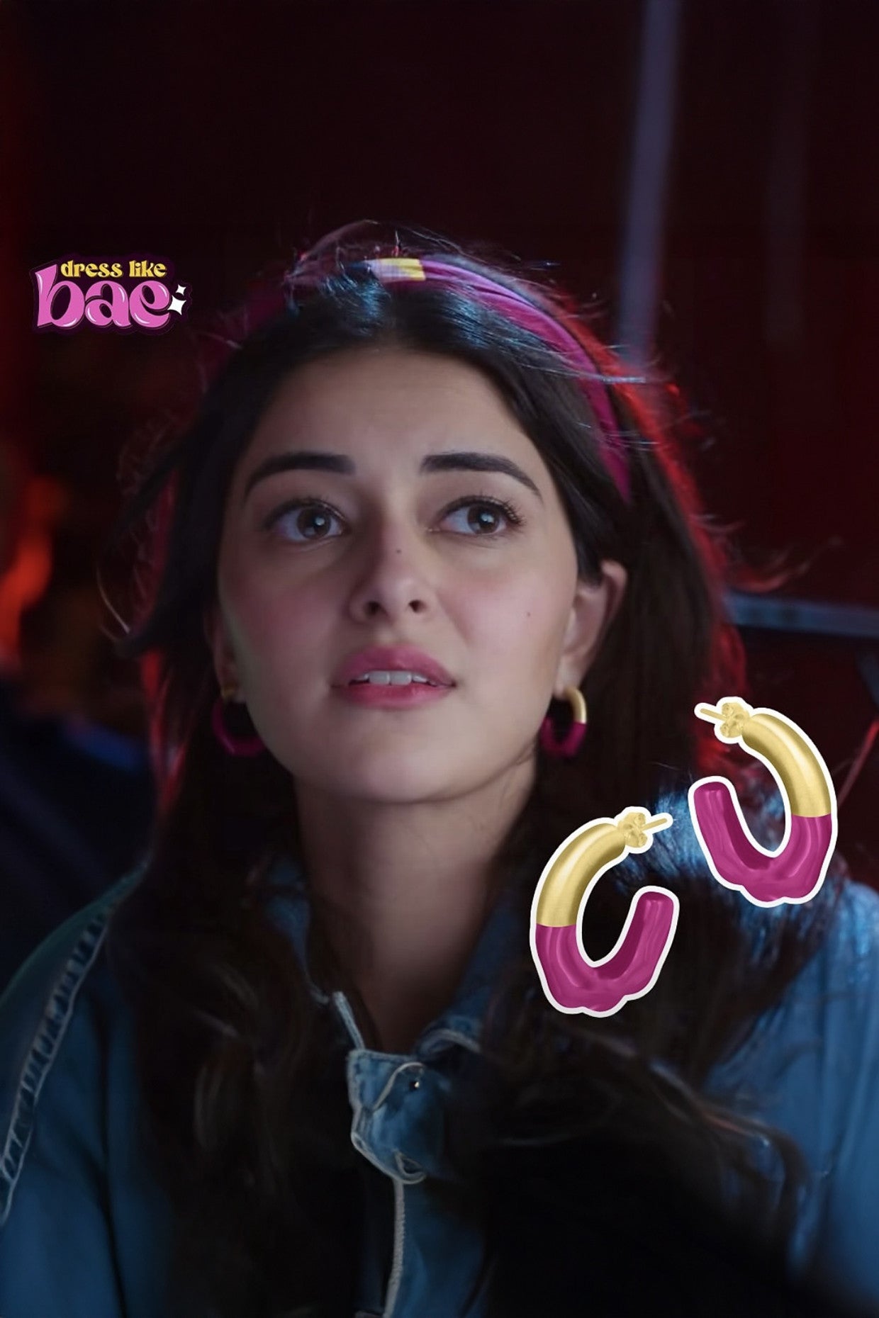 Gold & Hot Pink Glossed Hoops