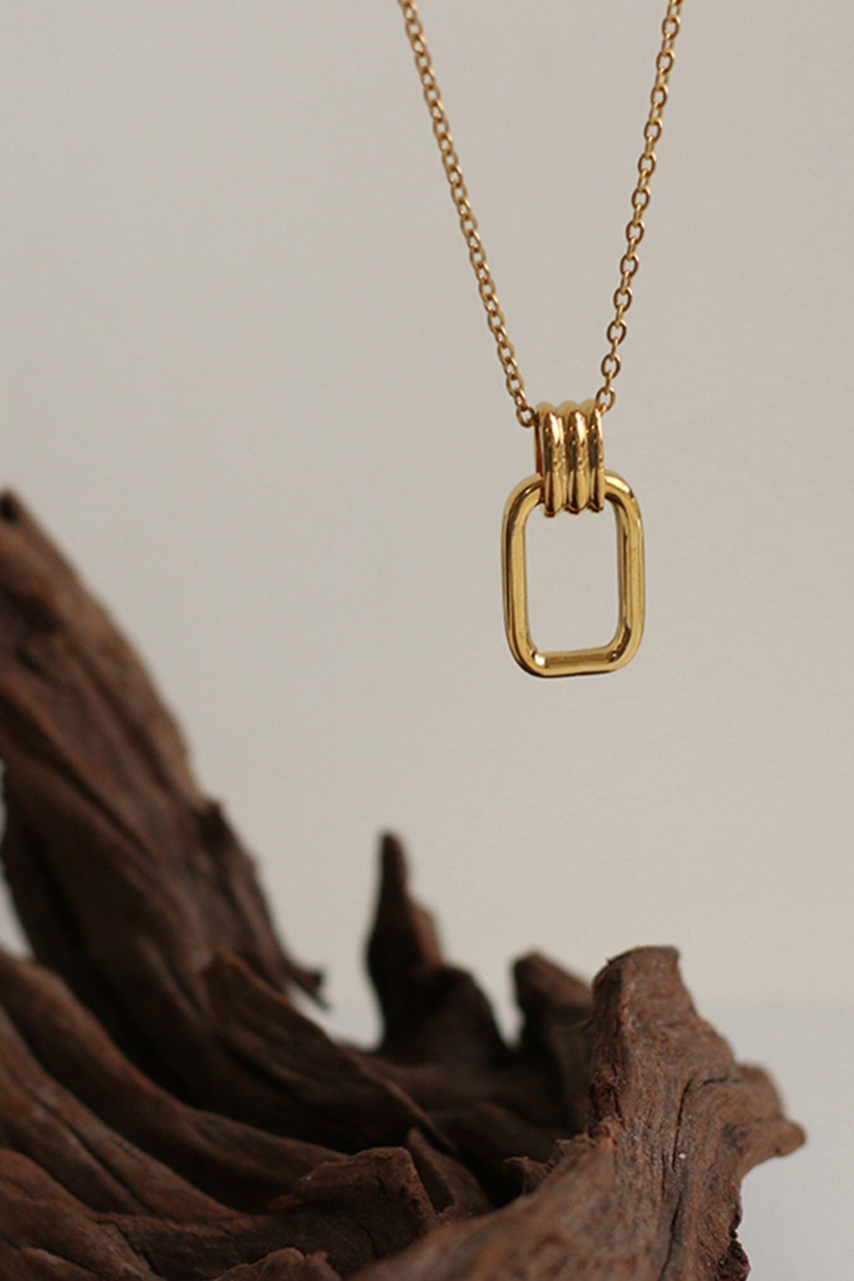 18k Gold Square Pendant Necklace