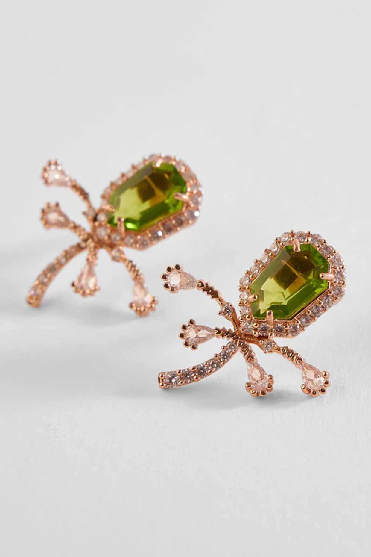 22kt Rose Gold Plated Jade Green Earcuffs