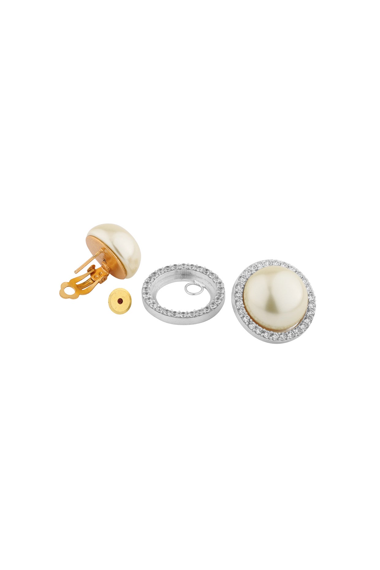 Jacket Pearl Studs Earrings Golden Silver Plating