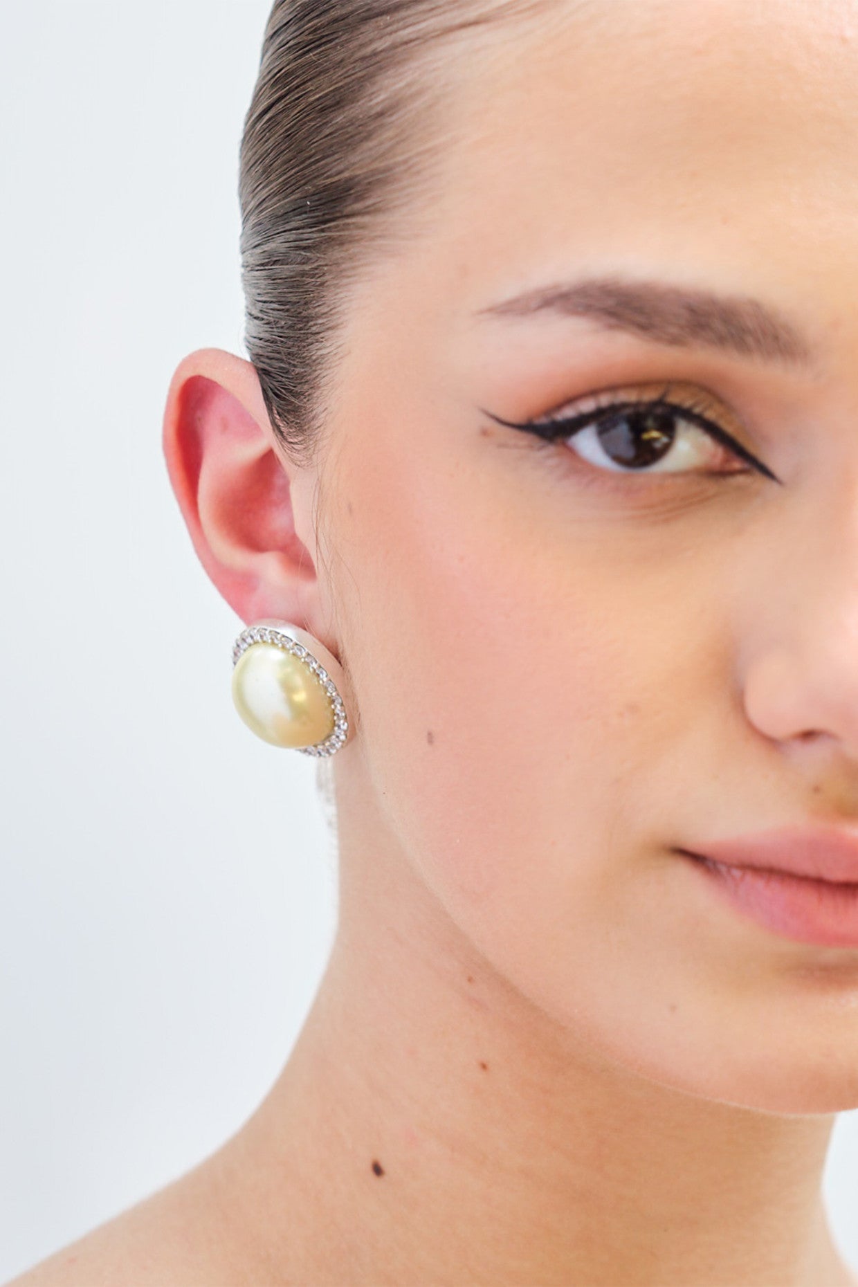 Jacket Pearl Studs Earrings Golden Silver Plating