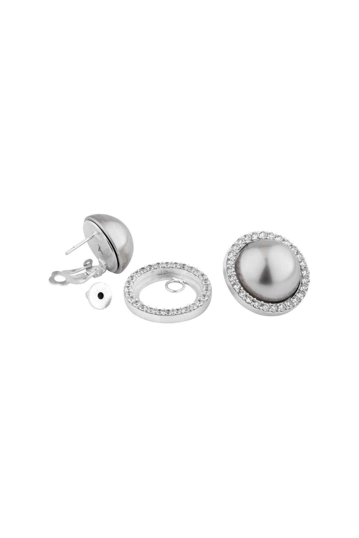 Jacket Pearl Studs Earrings Peach Silver Plating