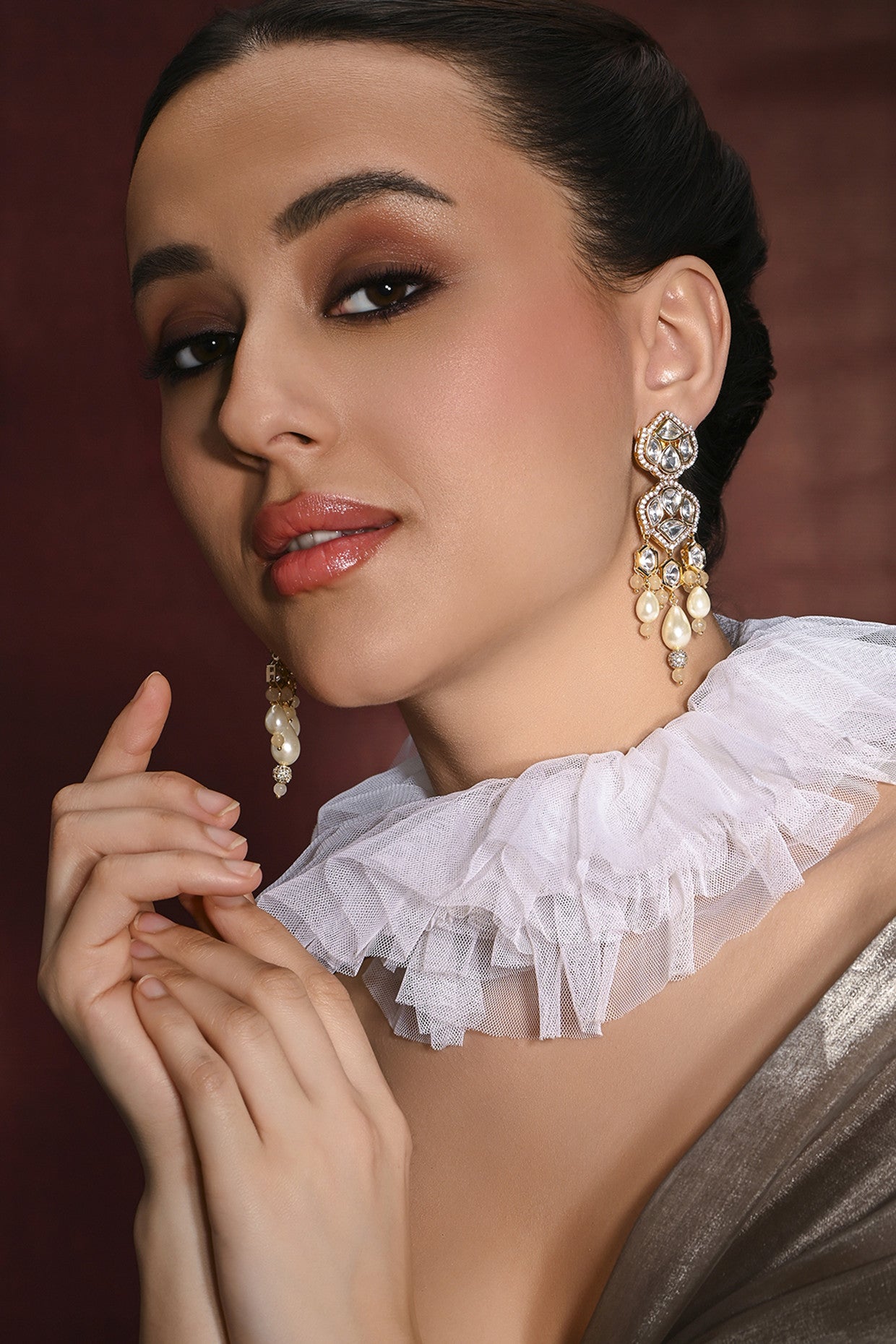 Gleamful Golden Dangler Earrings in 22Kt Gold Plating