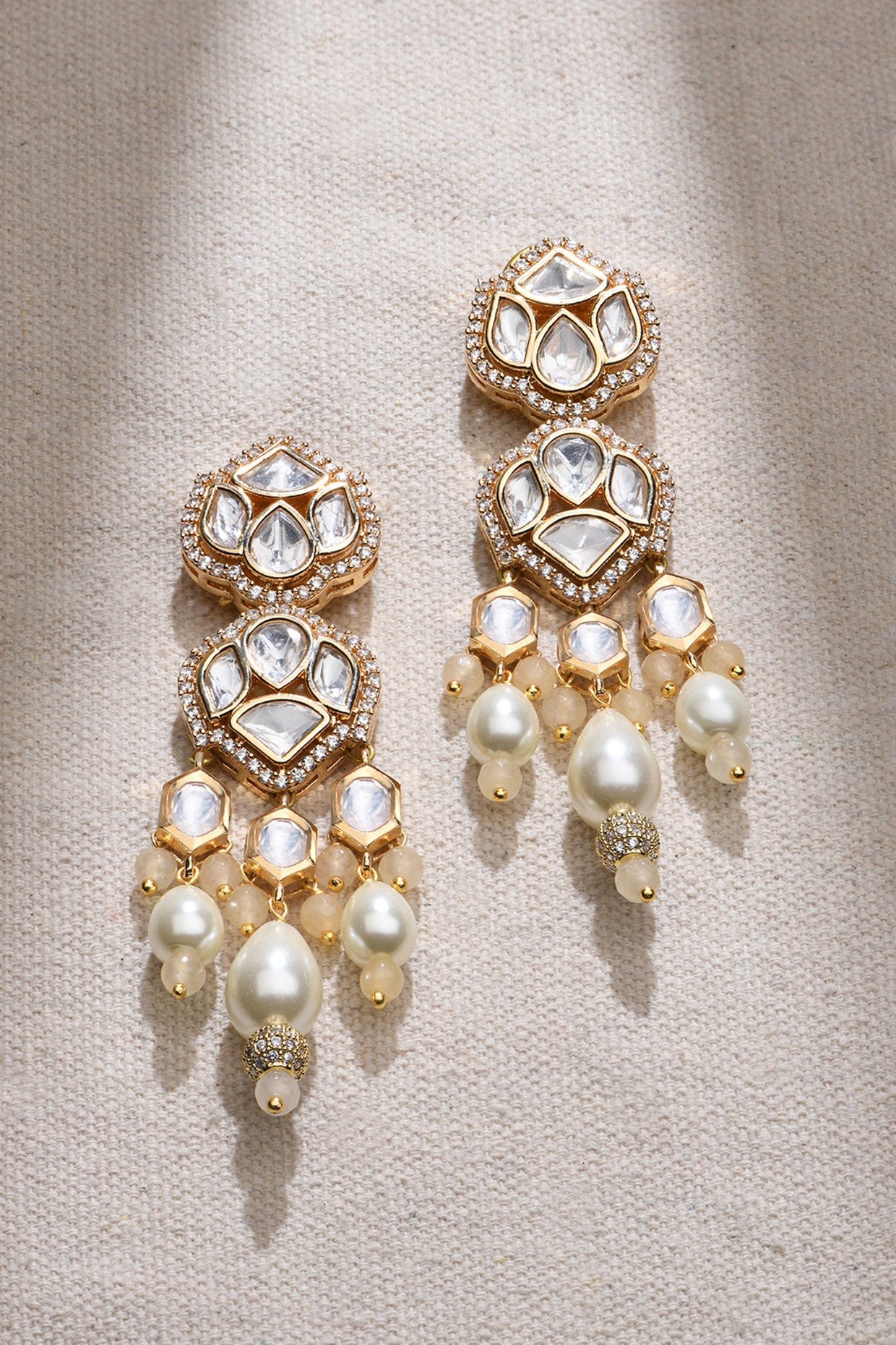 Gleamful Golden Dangler Earrings in 22Kt Gold Plating