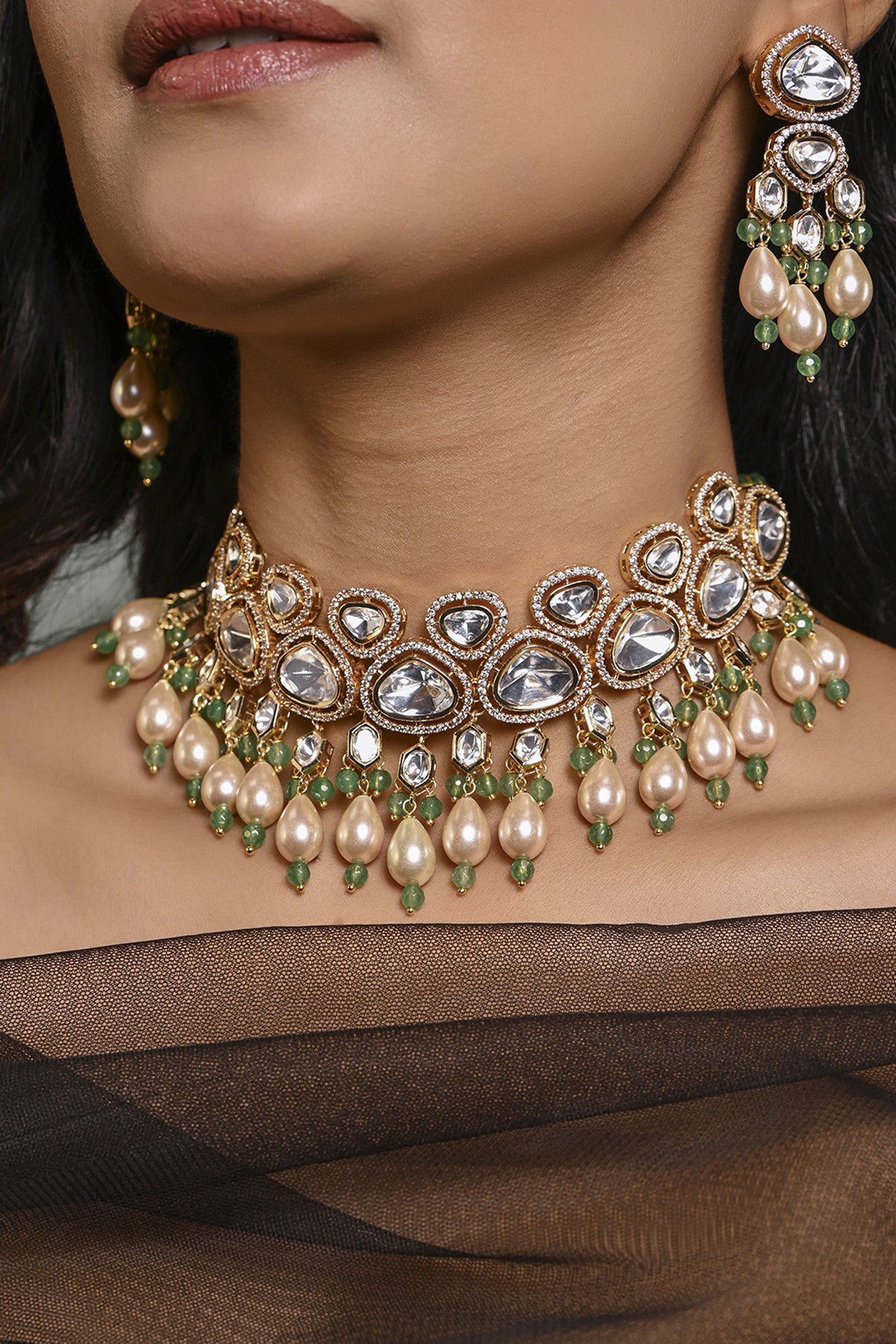 Golden Glory Choker With Earrings in 22Kt Gold Plating