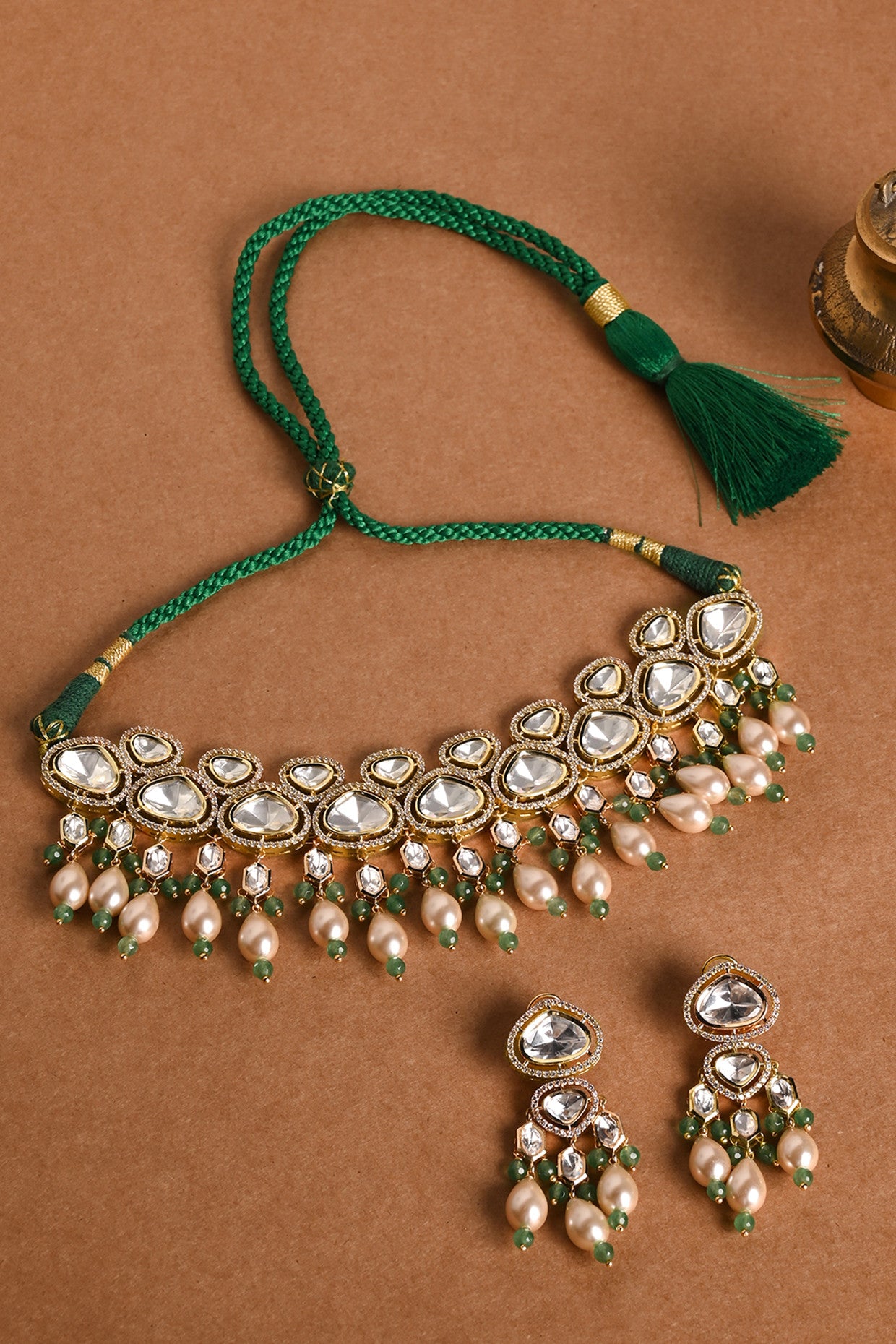 Golden Glory Choker With Earrings in 22Kt Gold Plating