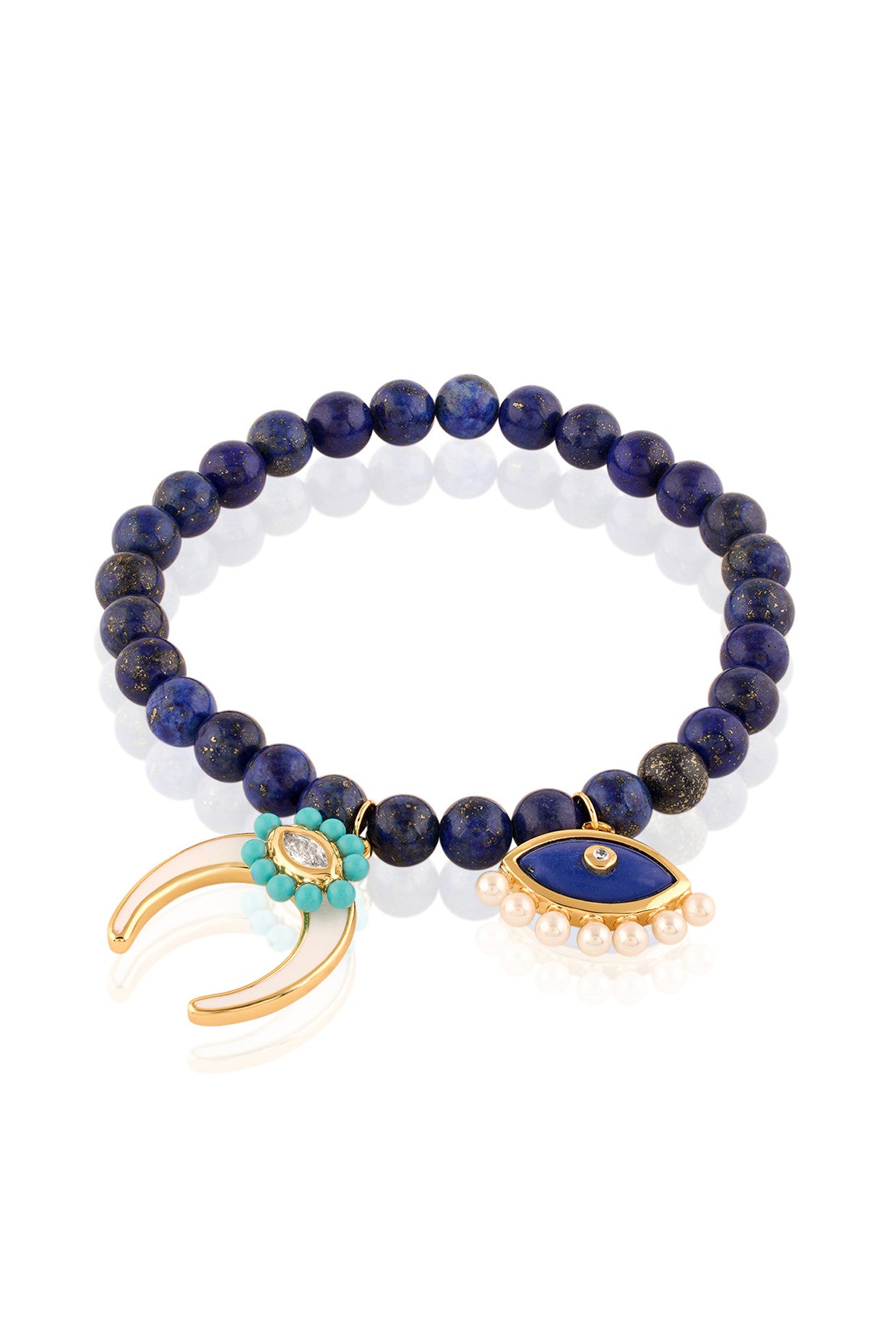 Lapis Charm Bracelet In 18Kt Gold Plated