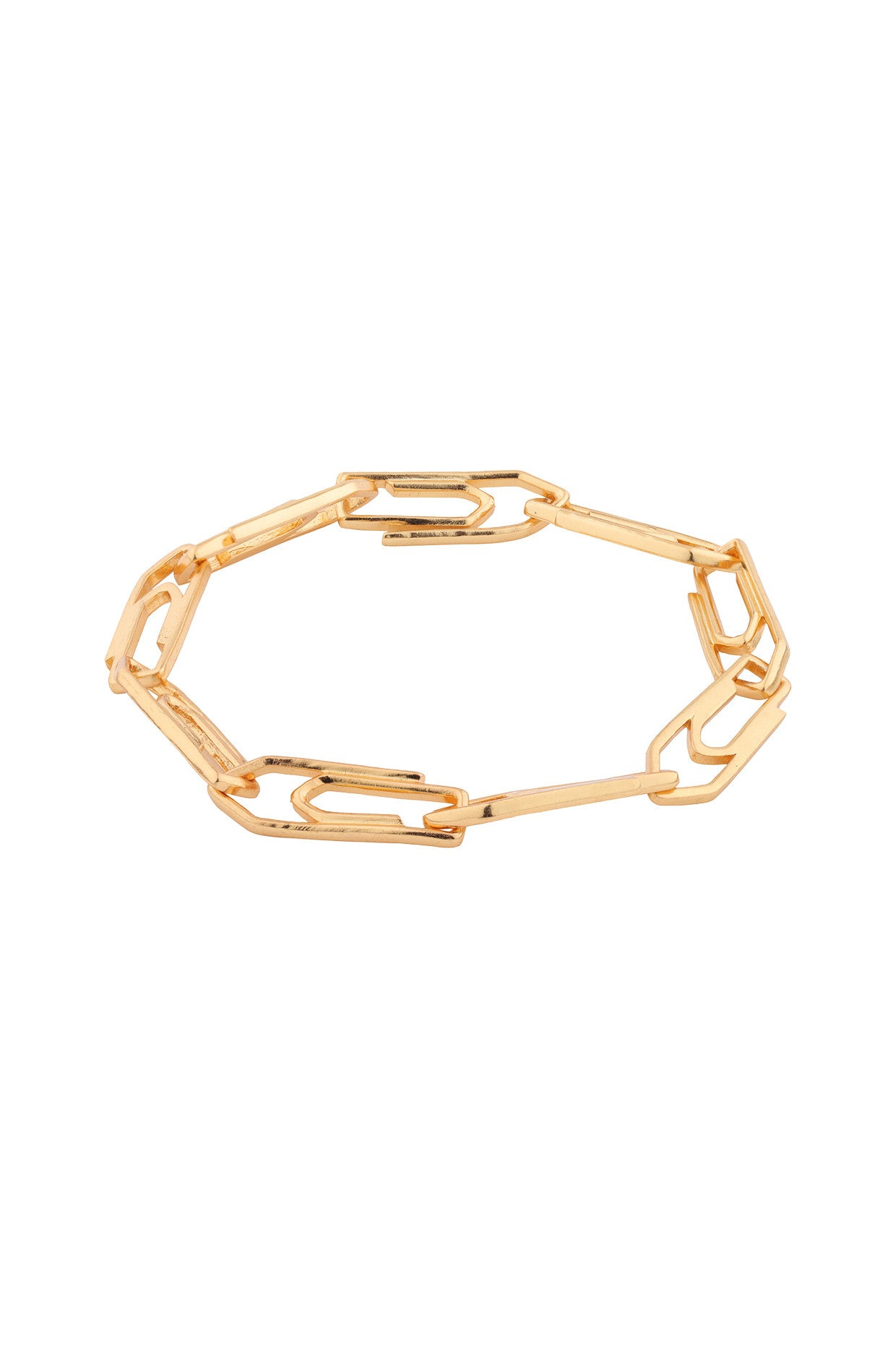 Linked Paper Clips Bracelet 22Kt Gold-Plated