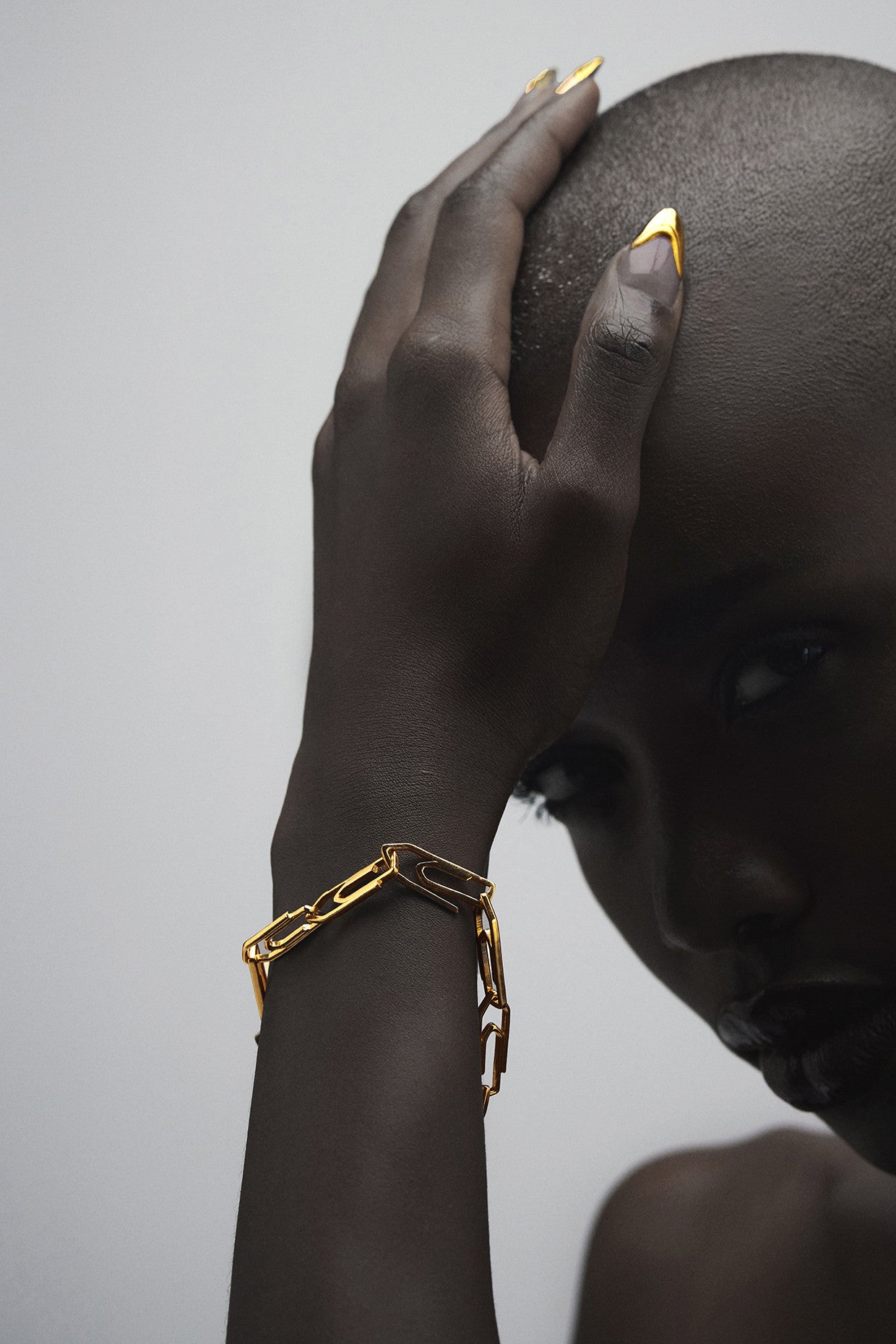 Linked Paper Clips Bracelet 22Kt Gold-Plated