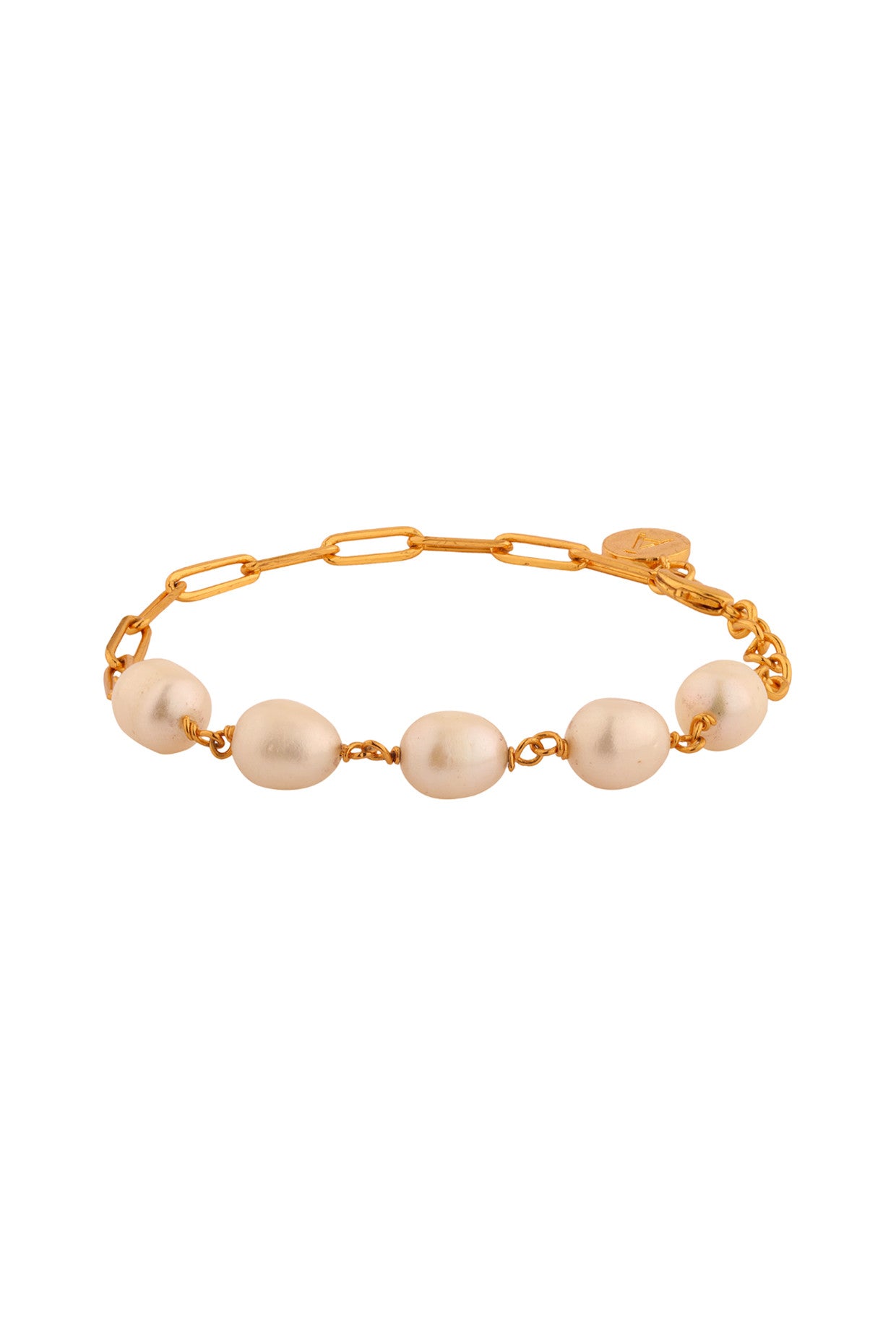 Linked Pearl Bracelet in 22Kt Gold Plating