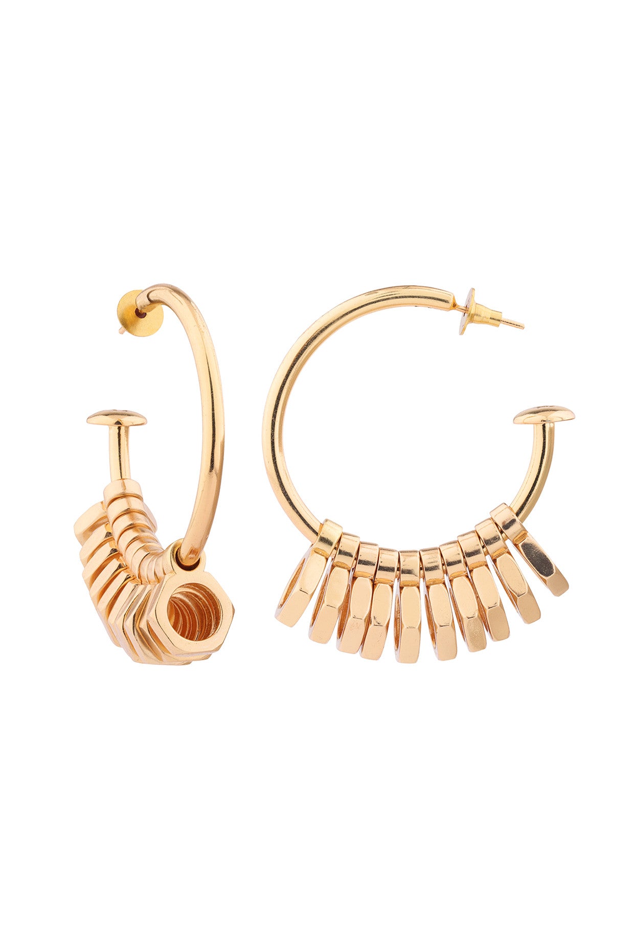 Locknut Hoops Detachable Earrings 22Kt Gold-Plated