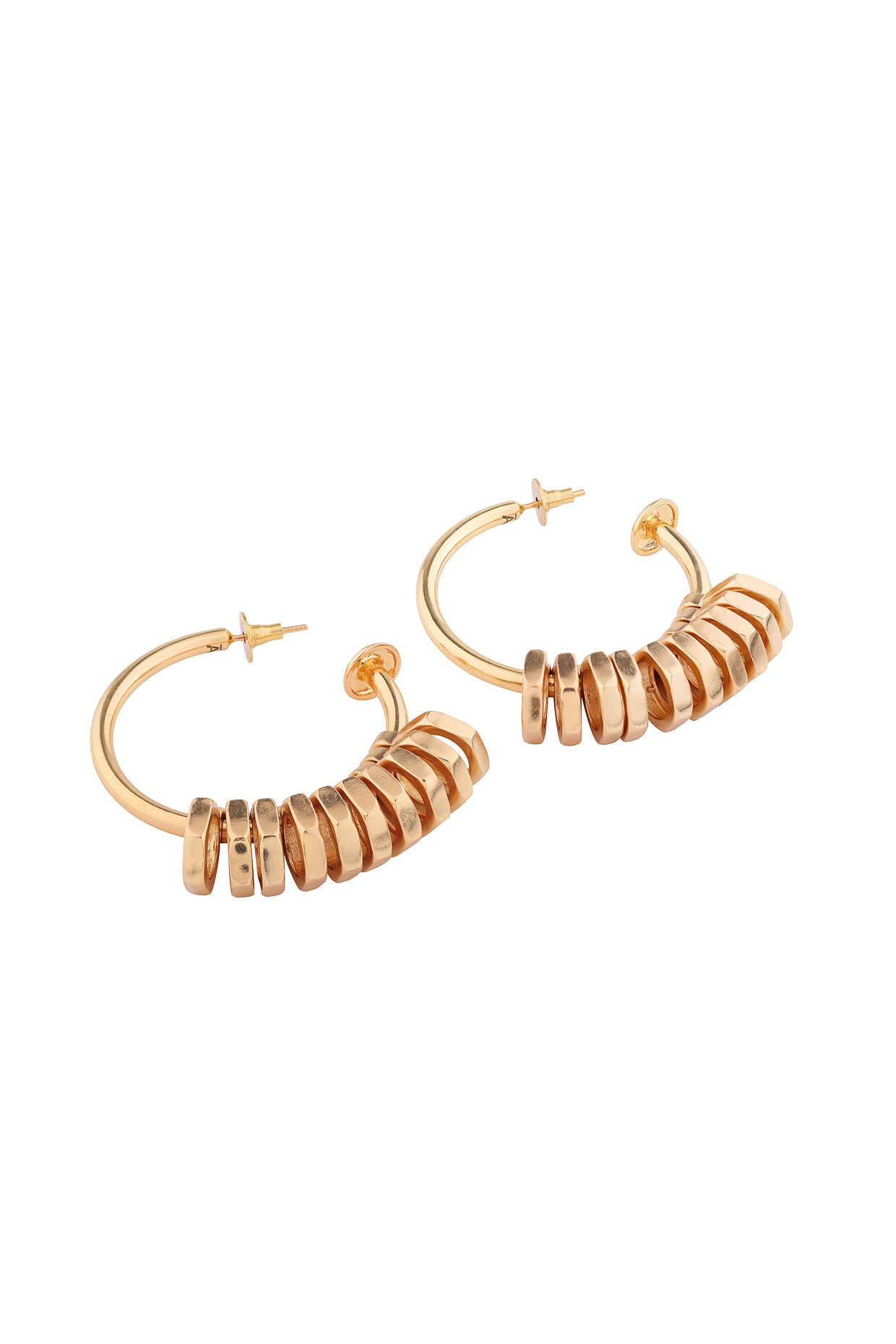 Locknut Hoops Detachable Earrings 22Kt Gold-Plated