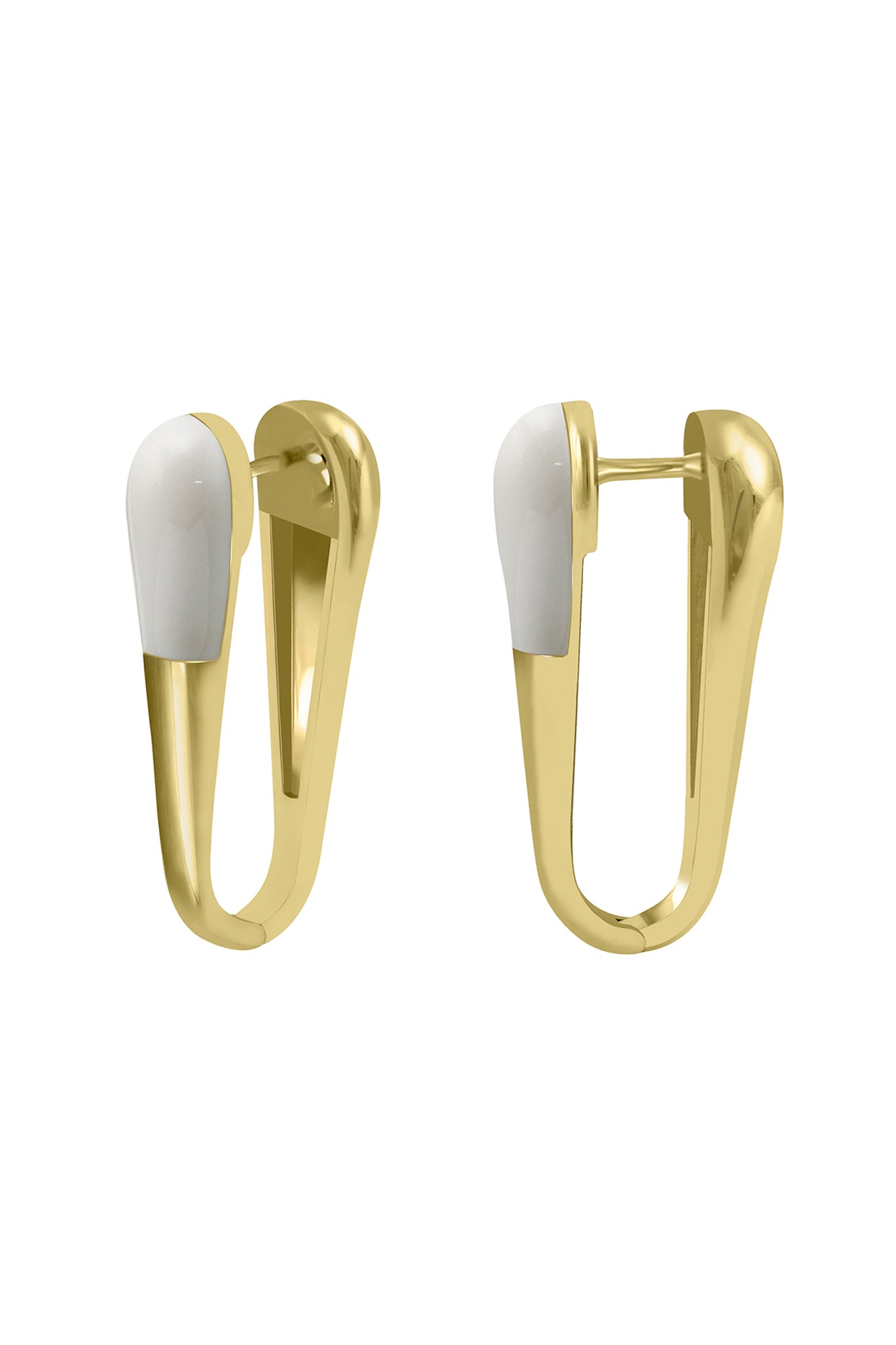 Gold & White Glossed Earring