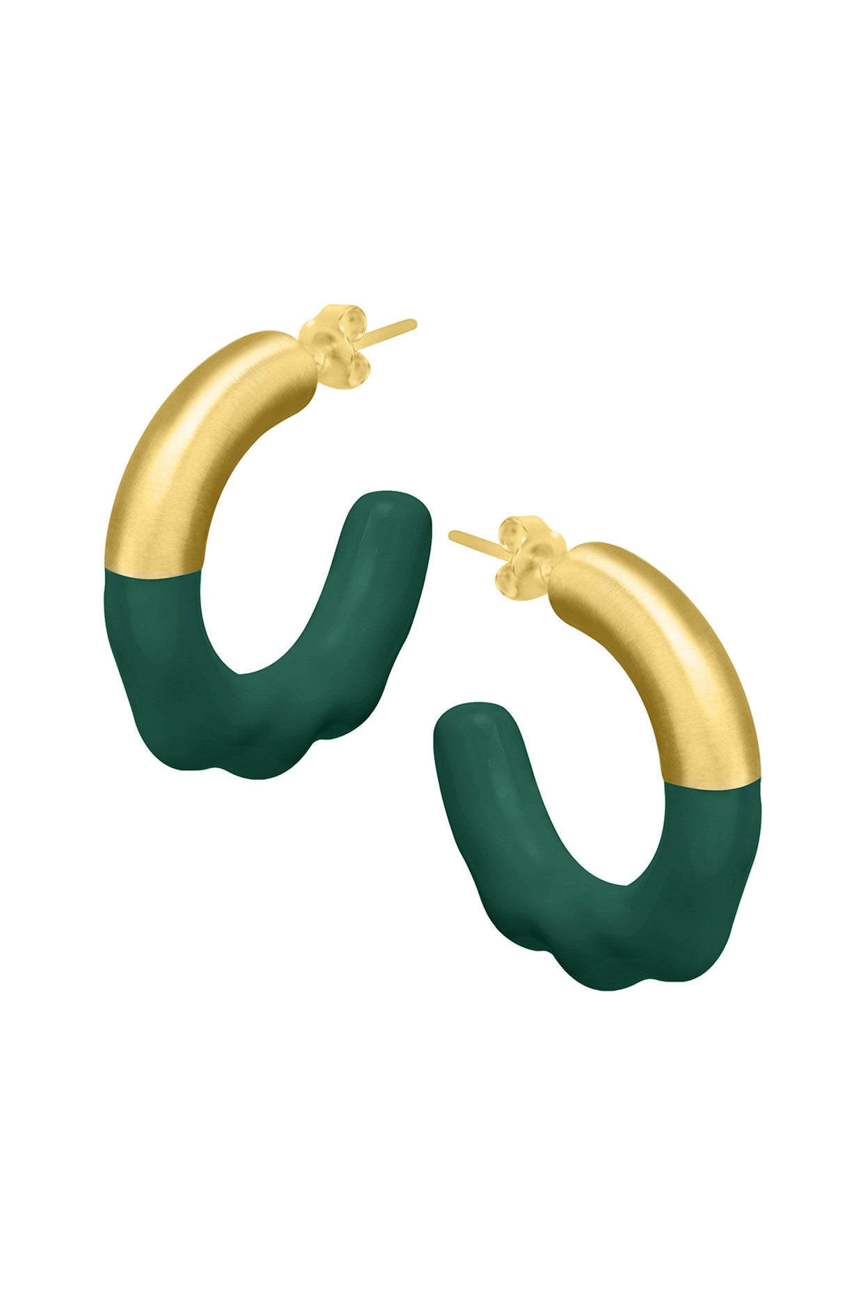 Gold & Forest Green Glossed Hoops