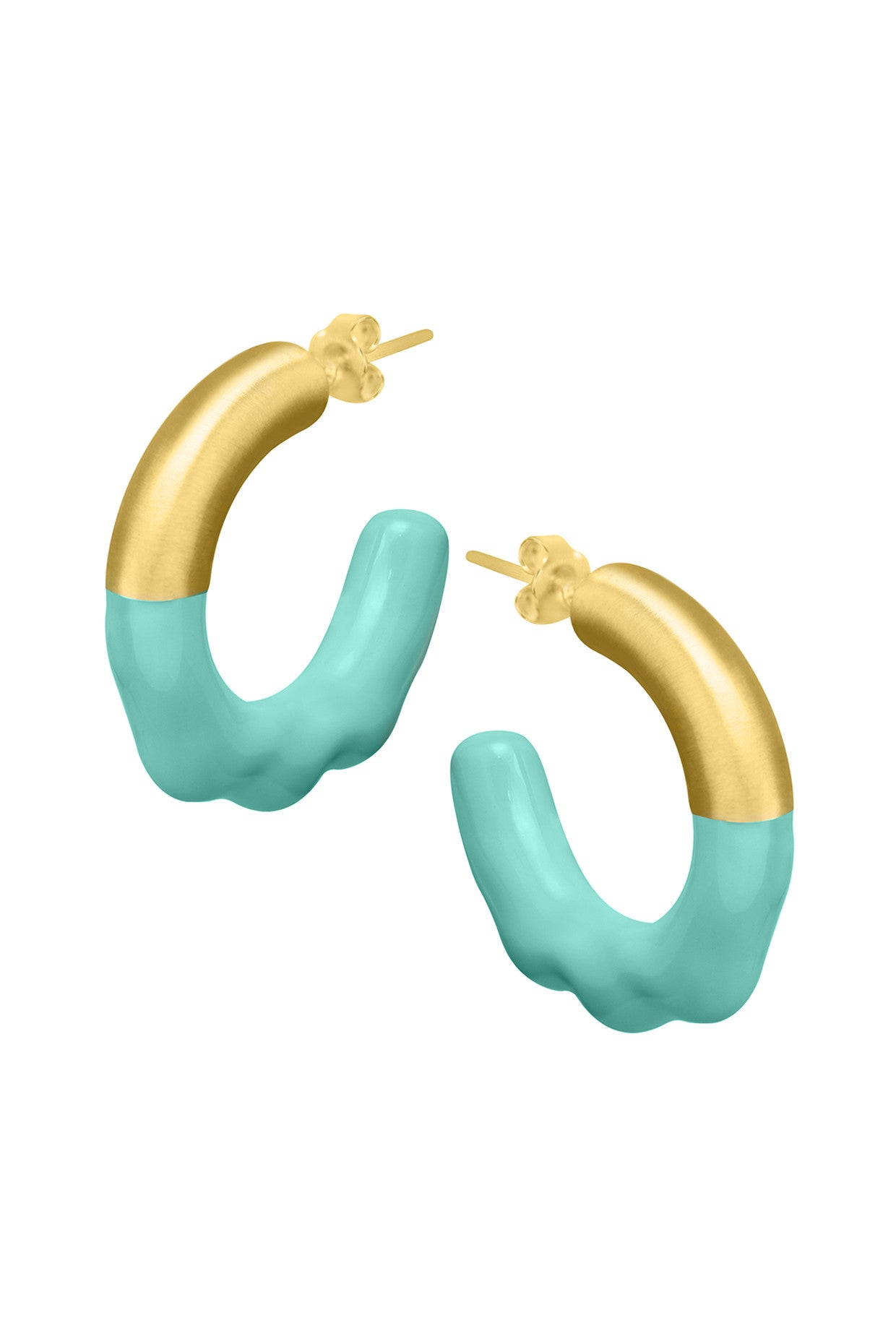 Gold & Sage Green Glossed Hoops