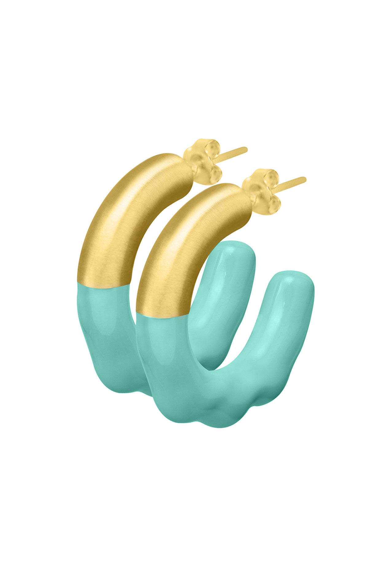 Gold & Sage Green Glossed Hoops