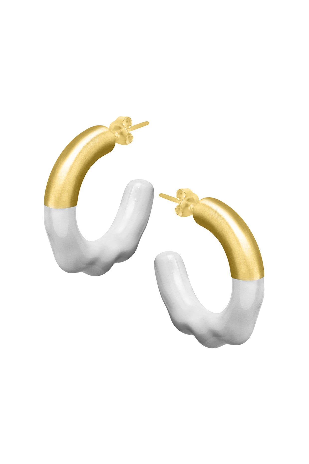 Gold & White Glossed Hoops