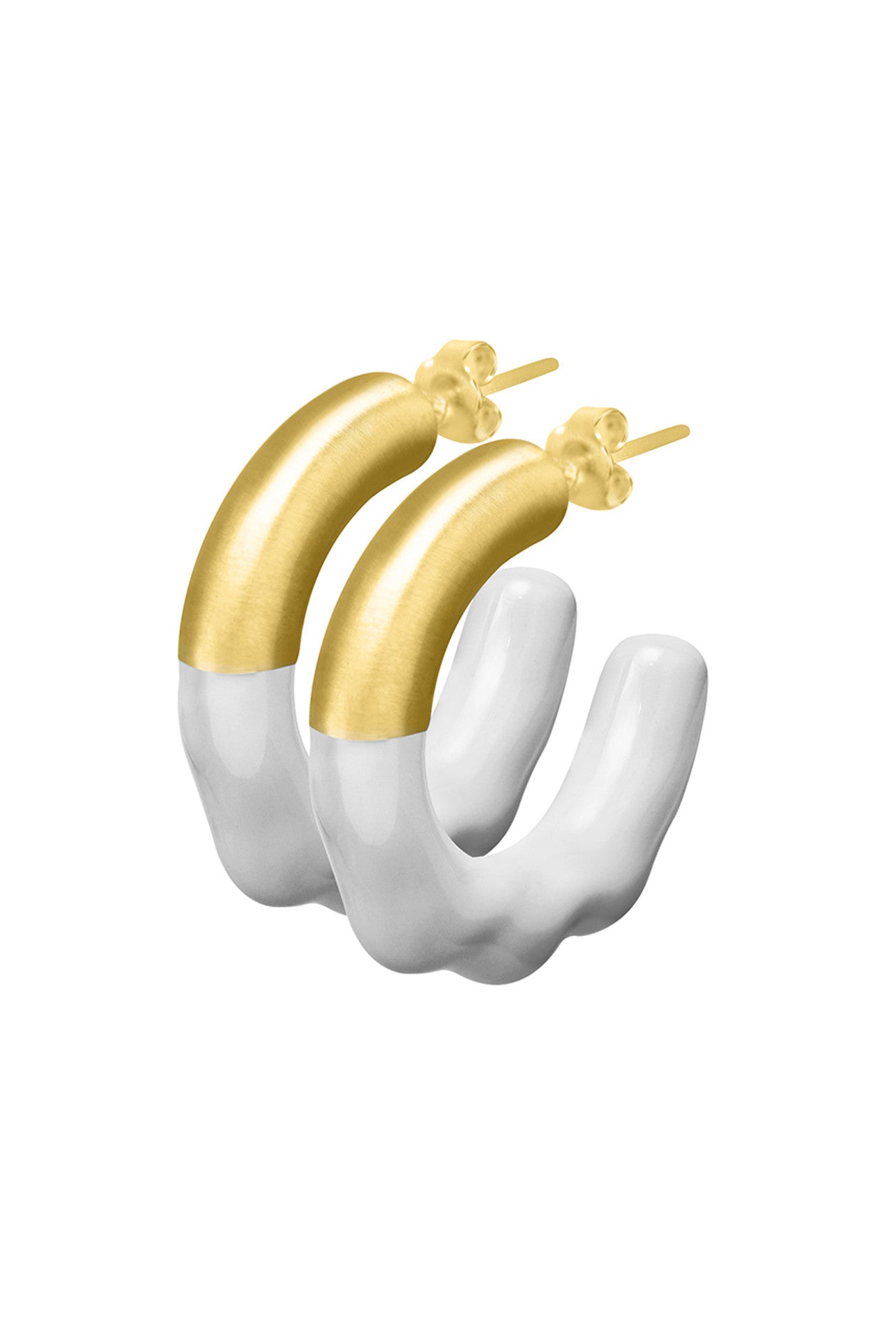 Gold & White Glossed Hoops