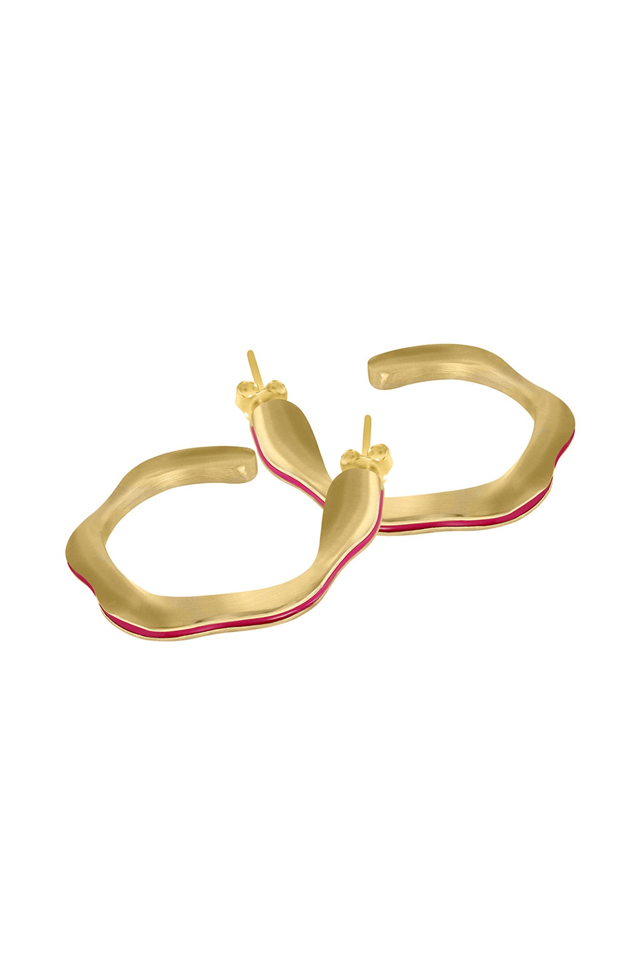 Gold & Hot Pink Glossed Hoops