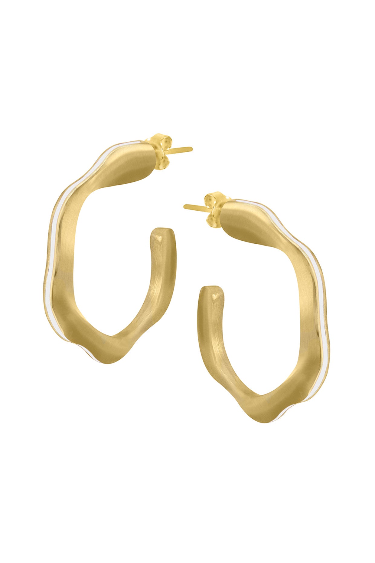 Gold & White Glossed Hoops