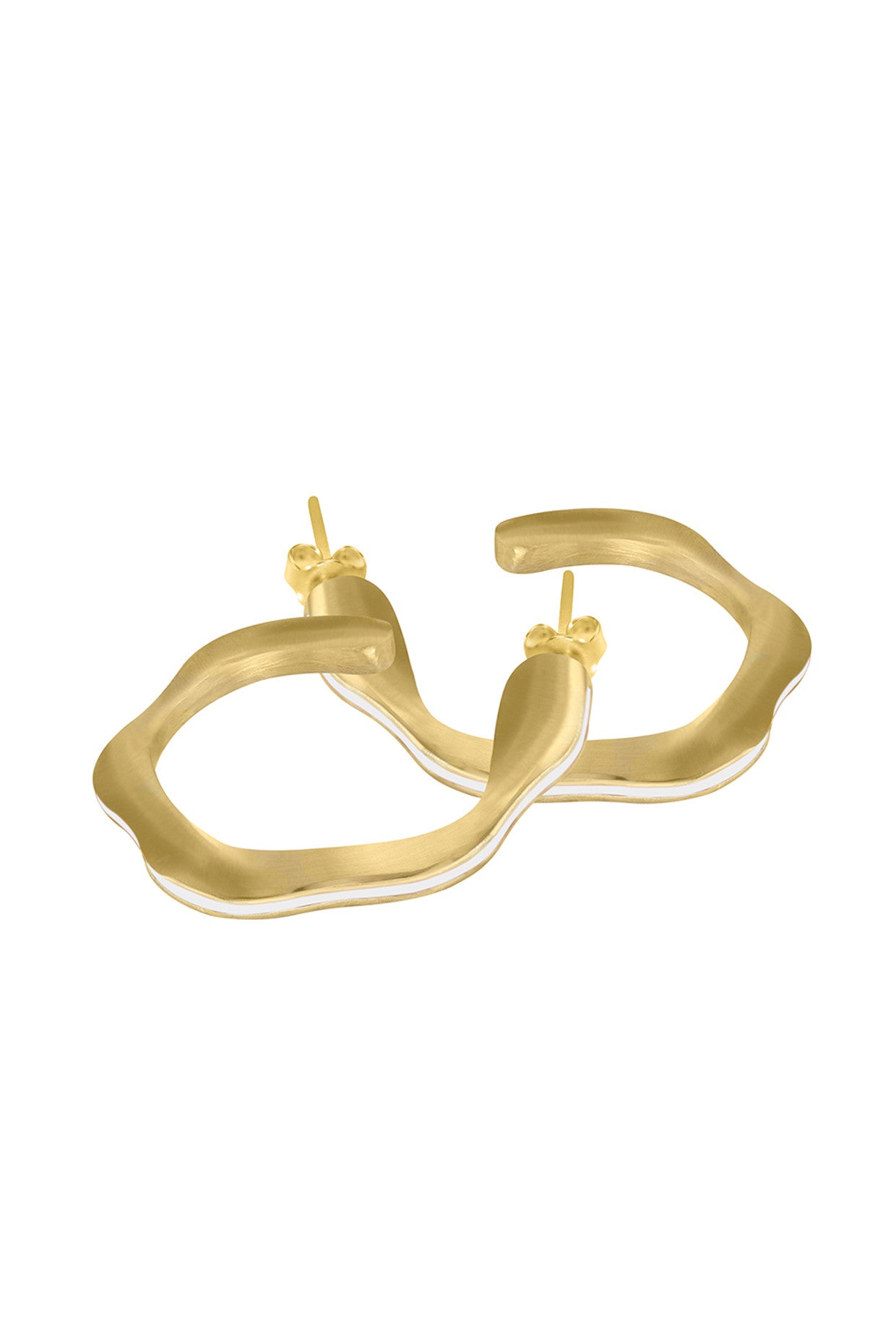 Gold & White Glossed Hoops