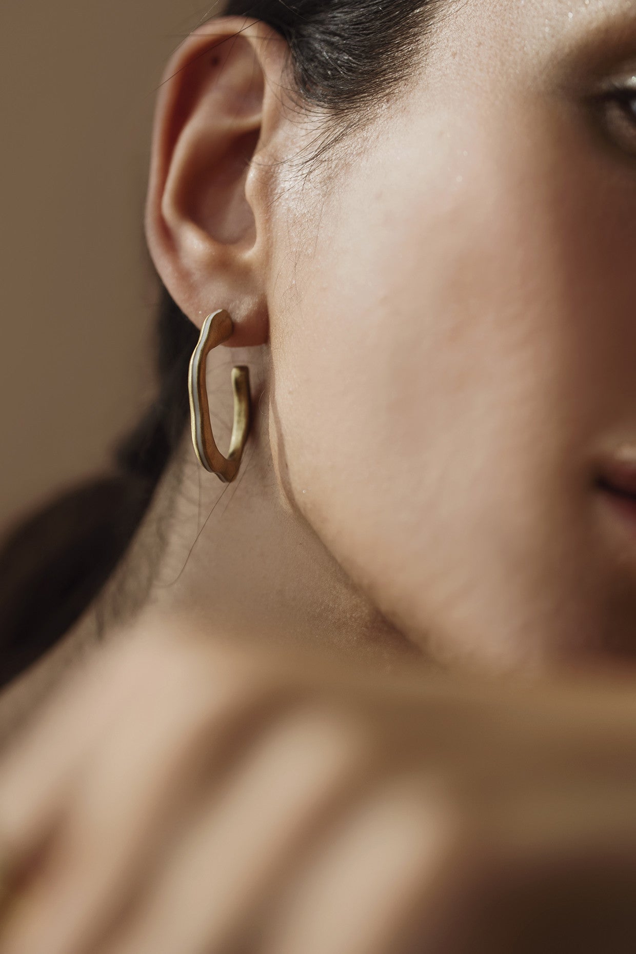 Gold & White Glossed Hoops