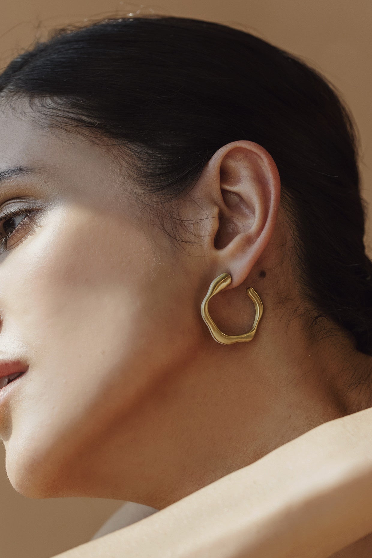 Gold & White Glossed Hoops