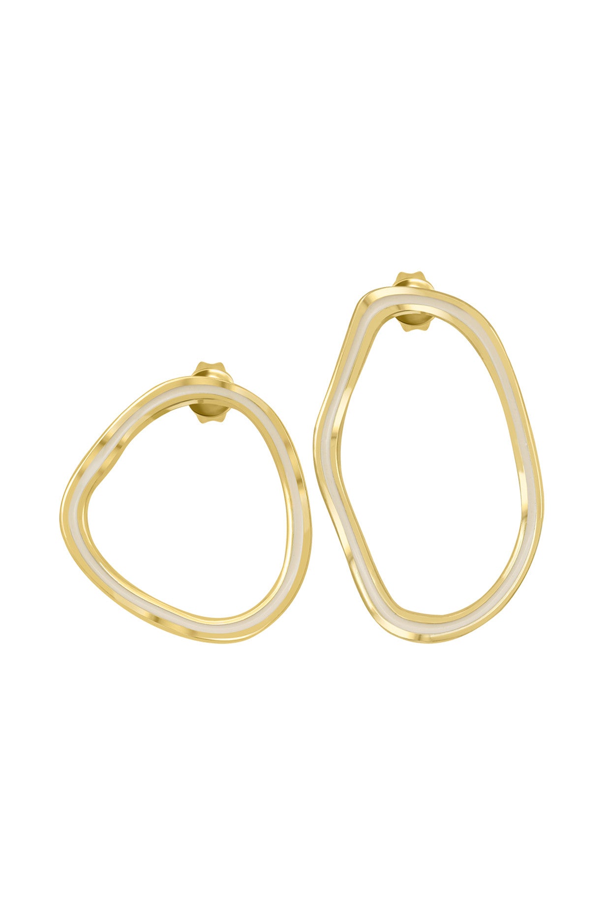 Gold & White Assymetrical Earring