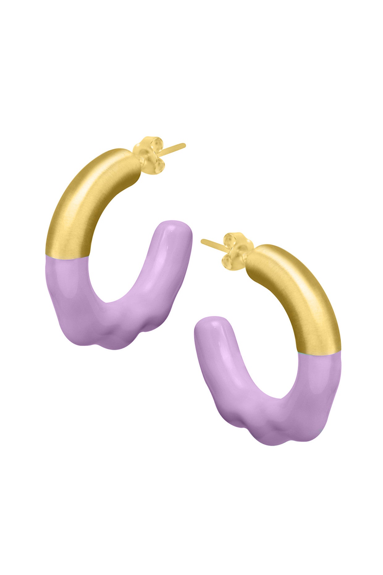 Gold & Lilac Glossed Hoops